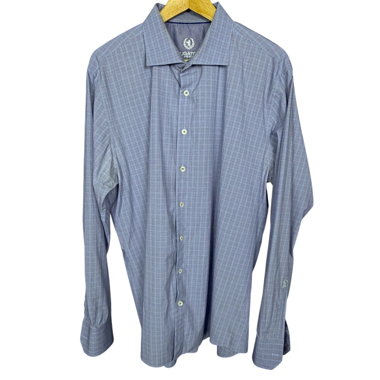 BUGATCHI Bugatchi Uomo Mens 18 36/37 Light Blue Red Plaid Button Down Size US XL / EU 56 / 4 - 7 Thumbnail
