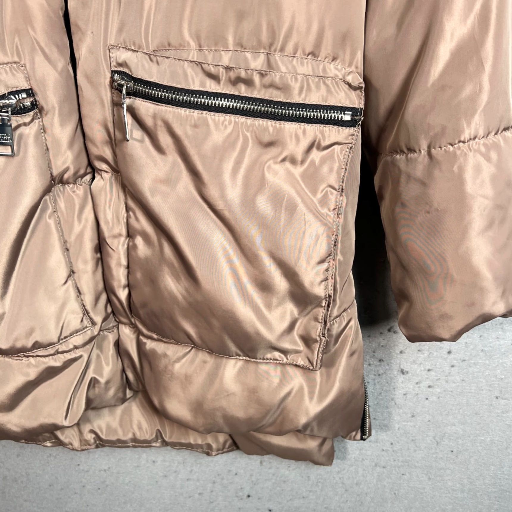 Steve Madden VINTAGE Steve Madden Womens Coat Small Taupe Puffer Hood Zipper Pockets Size S / US 4 / IT 40 - 7 Thumbnail