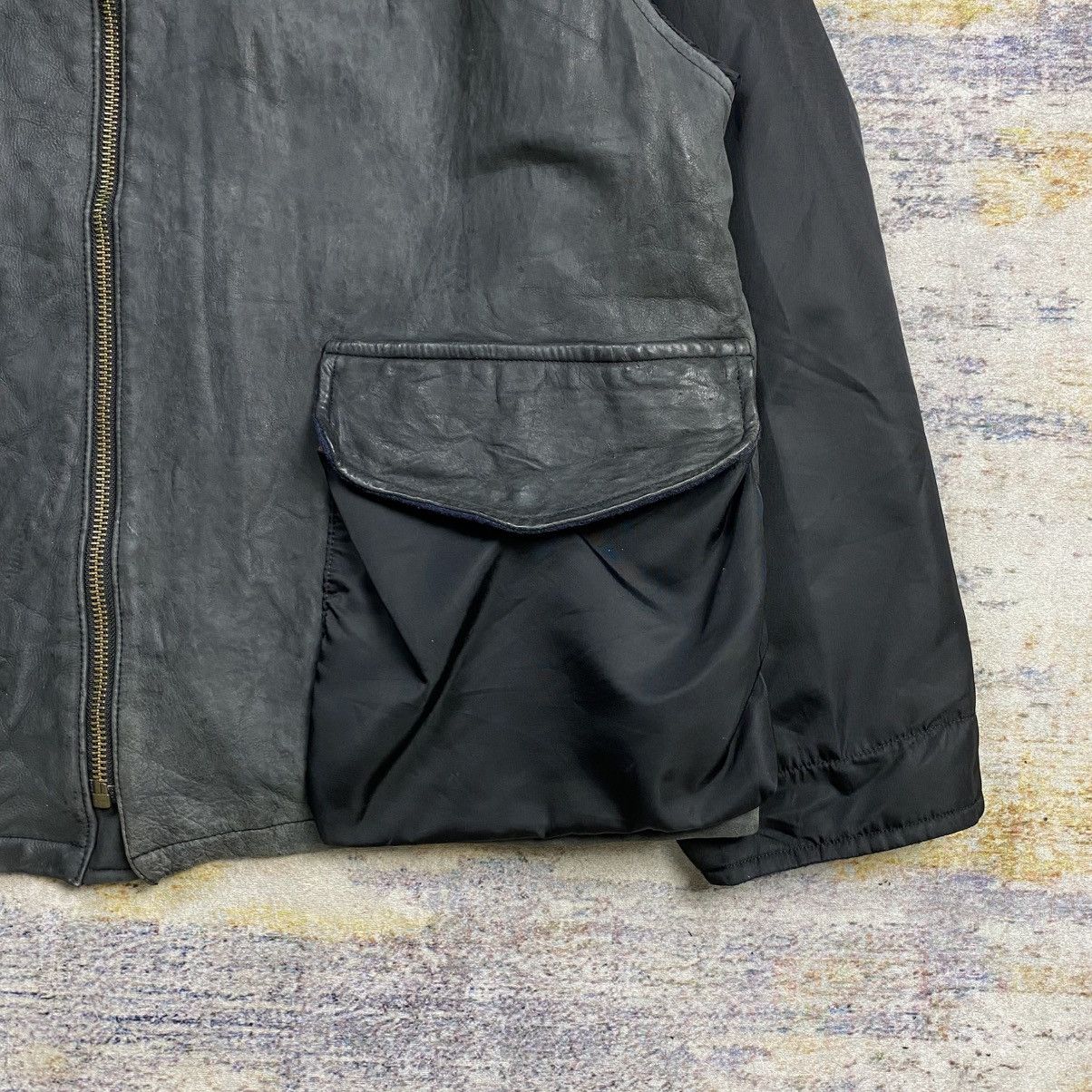 Nigel Cabourn Vintage Archive Nigel Cabourn leather jacket mix nylon Size US XL / EU 56 / 4 - 4 Thumbnail