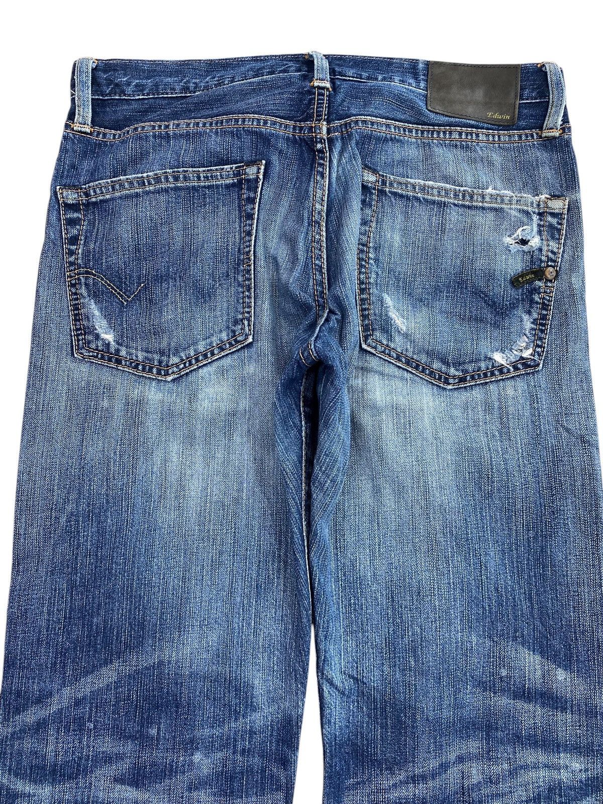 Edwin Vintage Edwin 503 Blue Wash Distress Patch Style Loose Jeans Size US 31 - 4 Thumbnail