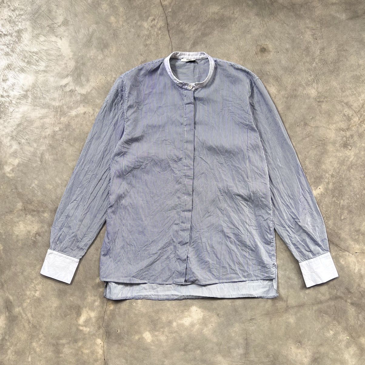 Fendi Neckless Stripe Button Up Longsleeve Shirt