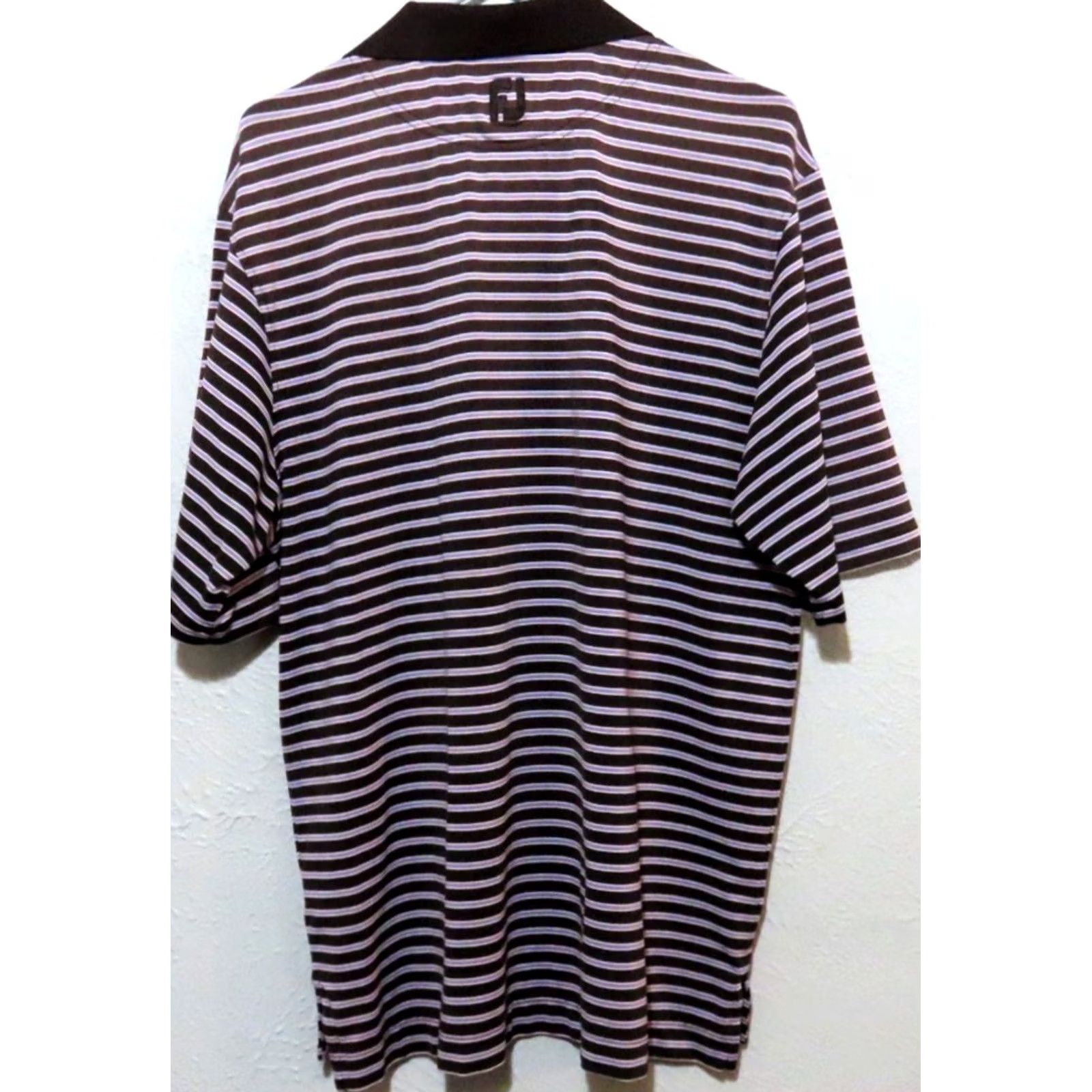 Footjoy FootJoy Polo Shirt Size L Regular Purple Black Striped Short Sleeve Cotton? (Note: fabric listed as Polyester) Size US L / EU 52-54 / 3 - 6 Thumbnail