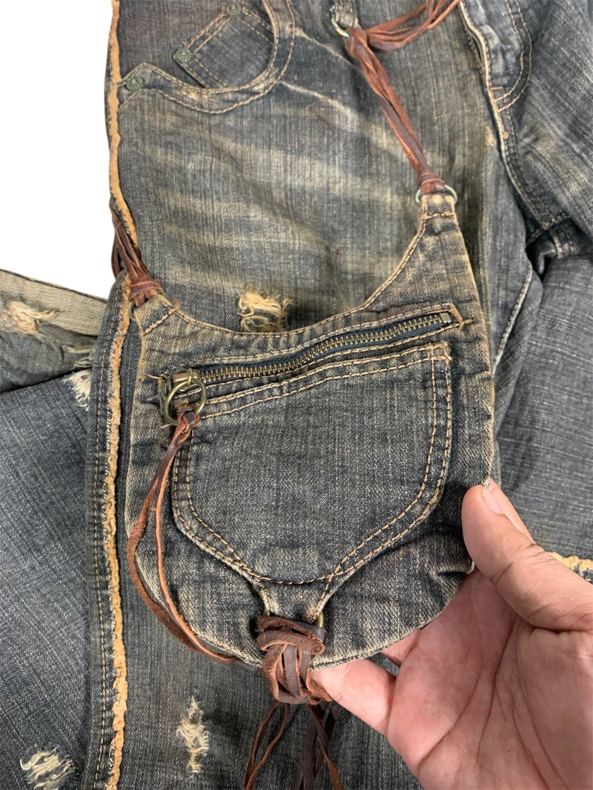 Obelisk 2000s OBELISK Gun Holster Western Flare Jeans Size US 32 / EU 48 - 3 Thumbnail