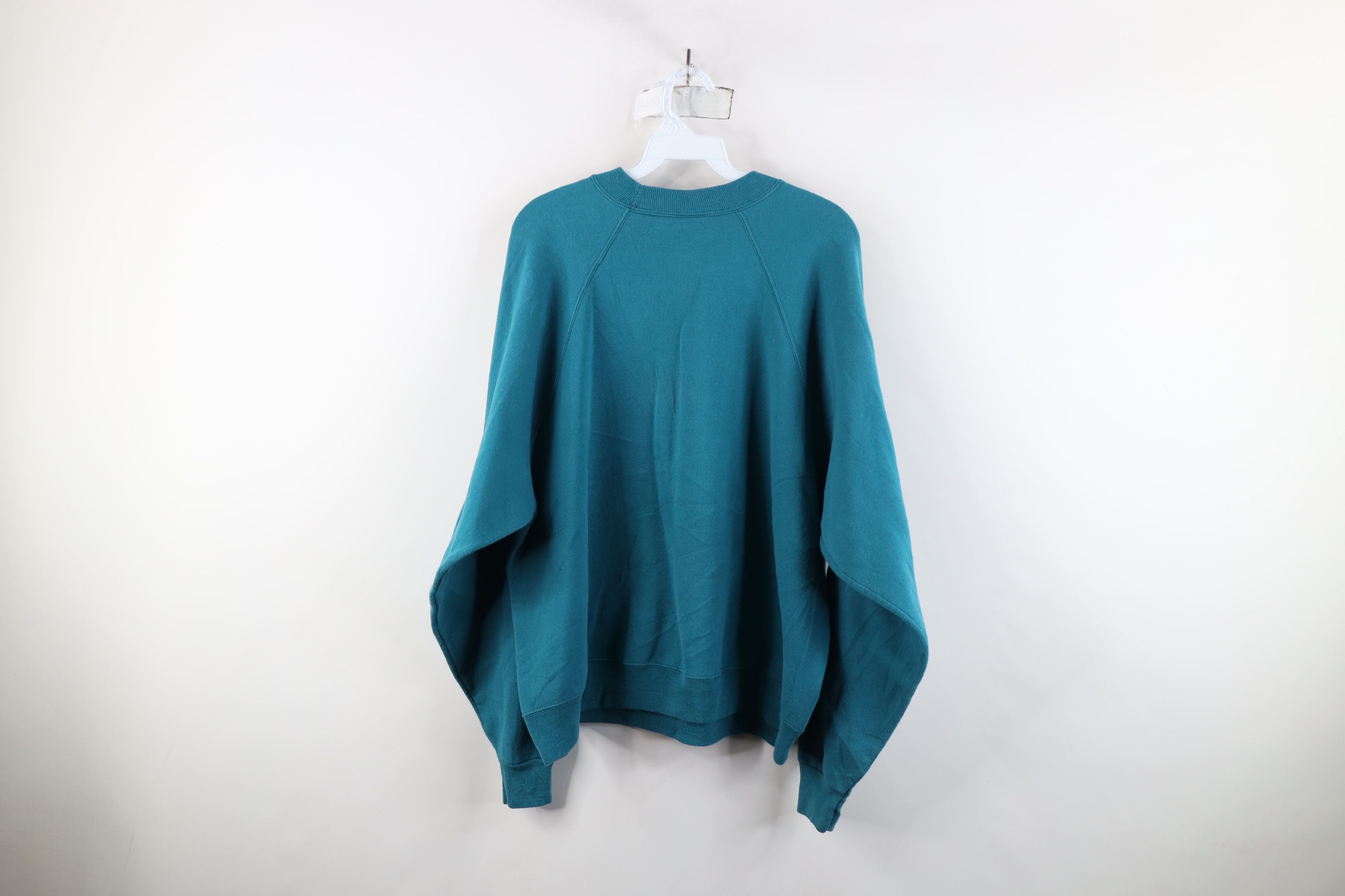 Vintage Vintage 90s Streetwear Blank Crewneck Sweatshirt Teal Size US XL / EU 56 / 4 - 9 Thumbnail