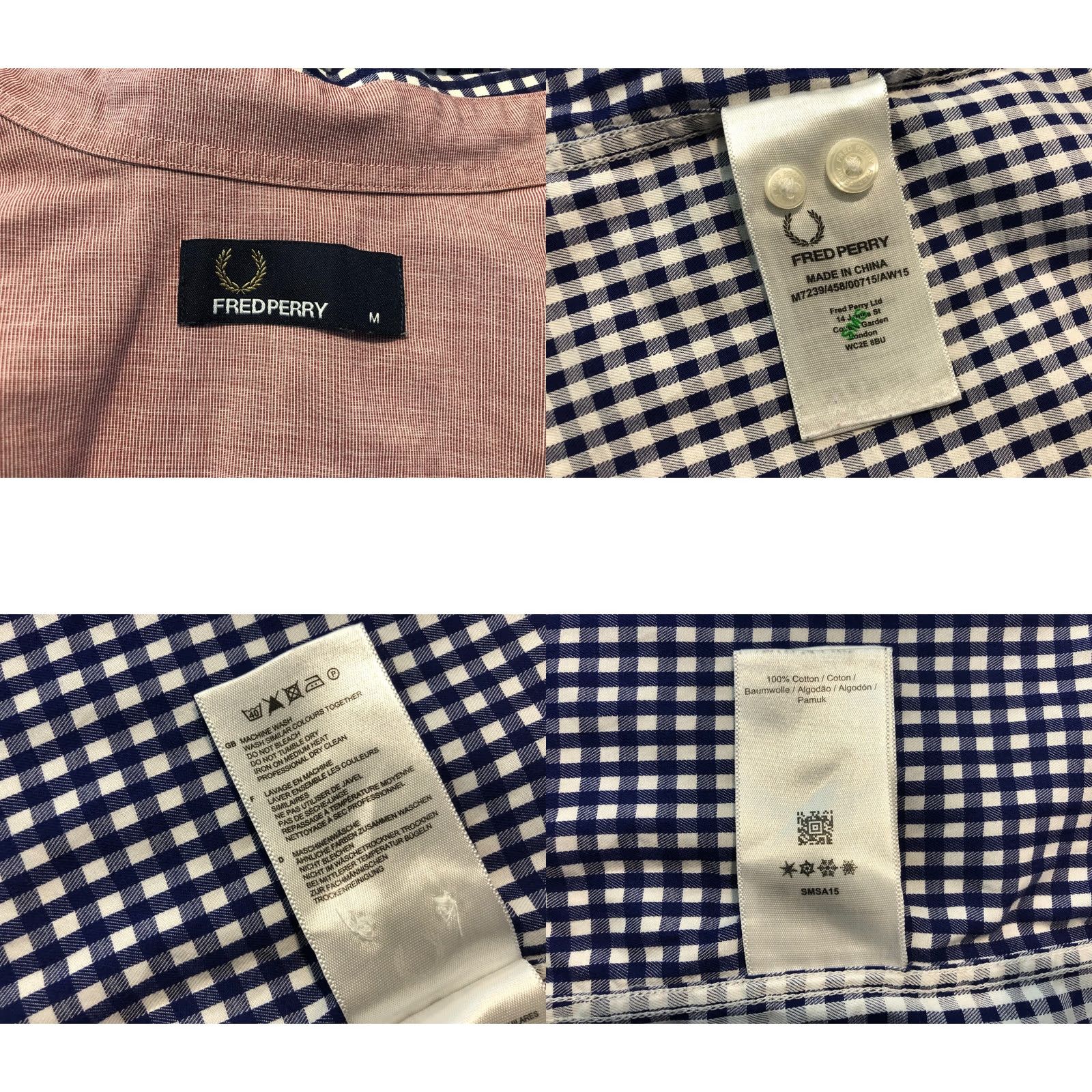 Fred Perry Fred Perry Men's Shirt White Cotton Short Sleeve Check Size M Size US M / EU 48-50 / 2 - 9 Thumbnail