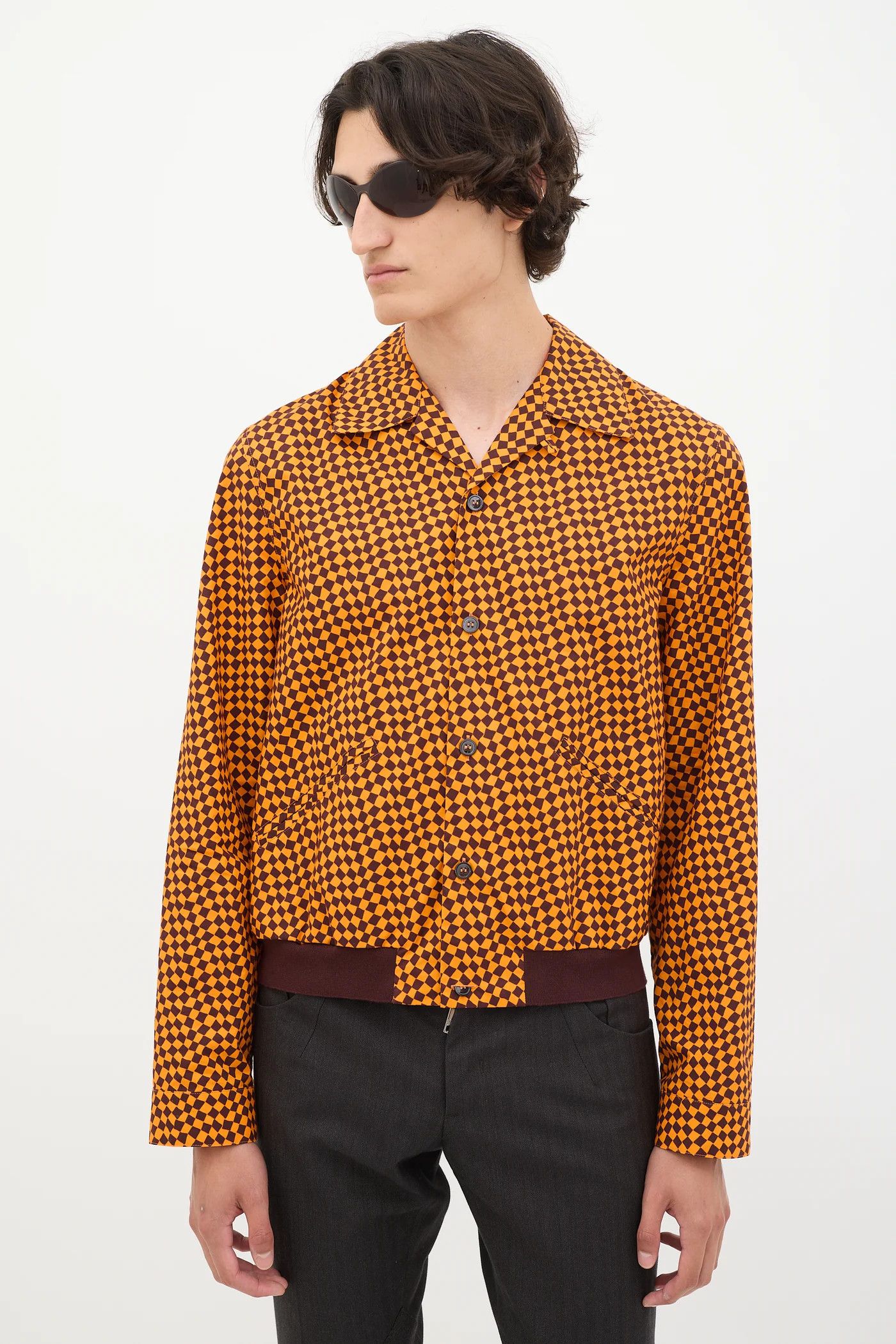 Marni o1y0225 Patterned Shirt in Dark Brown/Yellow Size US L / EU 52-54 / 3 - 1 Thumbnail