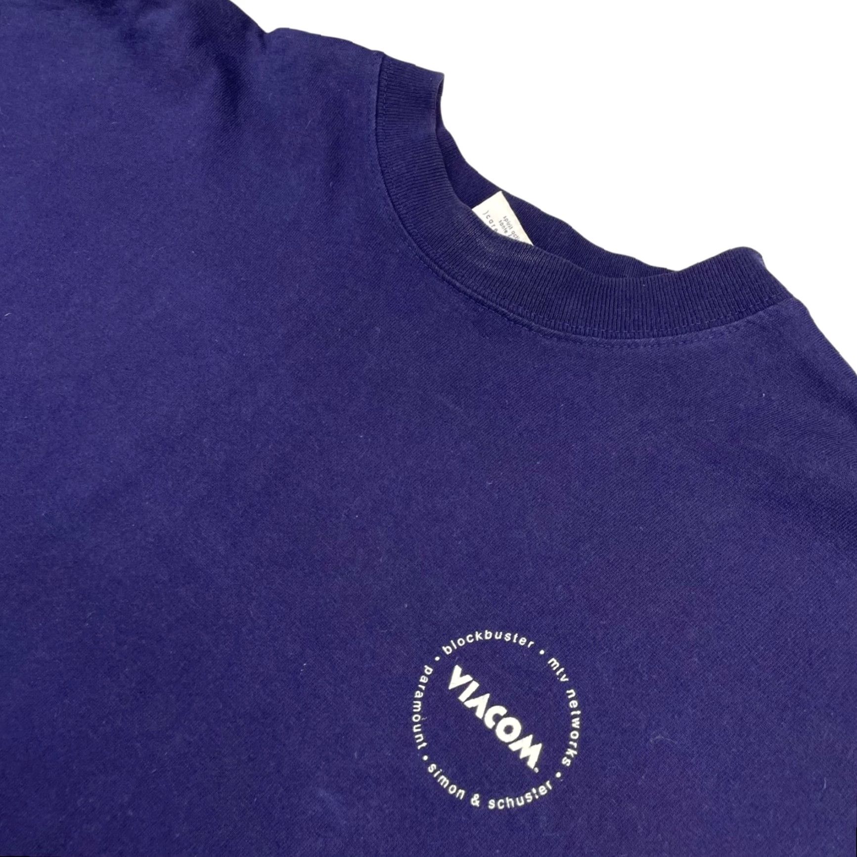 Vintage VTG Viacom MTV Blockbuster Video T-Shirt Long Sleeve Cotton Blue Mens One Size USA Size US M / EU 48-50 / 2 - 2 Thumbnail