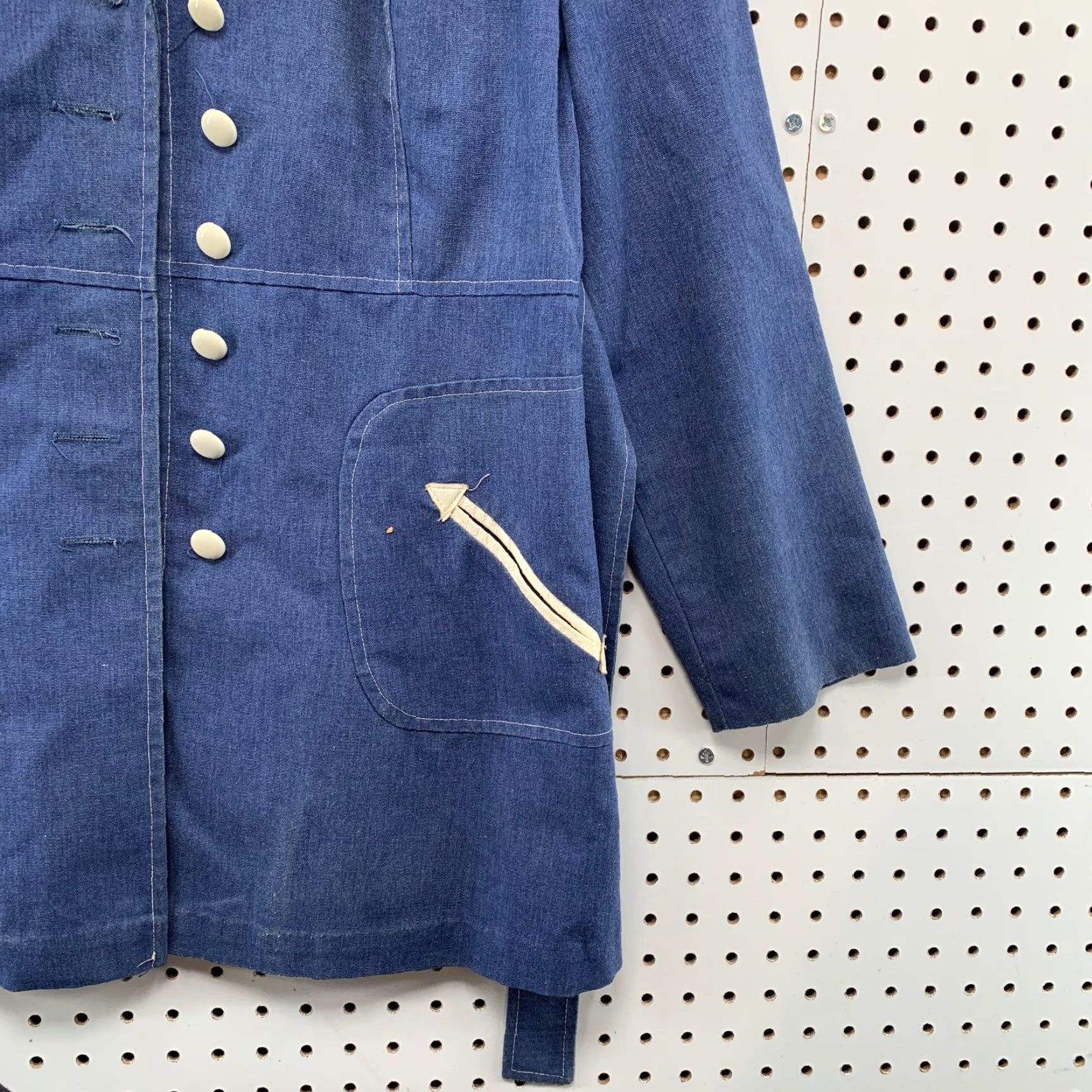 Denime VINTAGE Denim Trench Coat Womens M Belted 70s MOD Disco USA Blue Shirt Coat Mens? Size M / US 6-8 / IT 42-44 - 7 Thumbnail