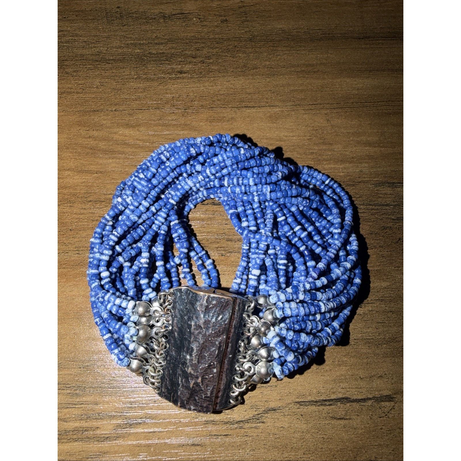The Unbranded Brand ERMISH Blue Beaded Stretch Bracelet Magnetic Clasp Size ONE SIZE - 5 Thumbnail