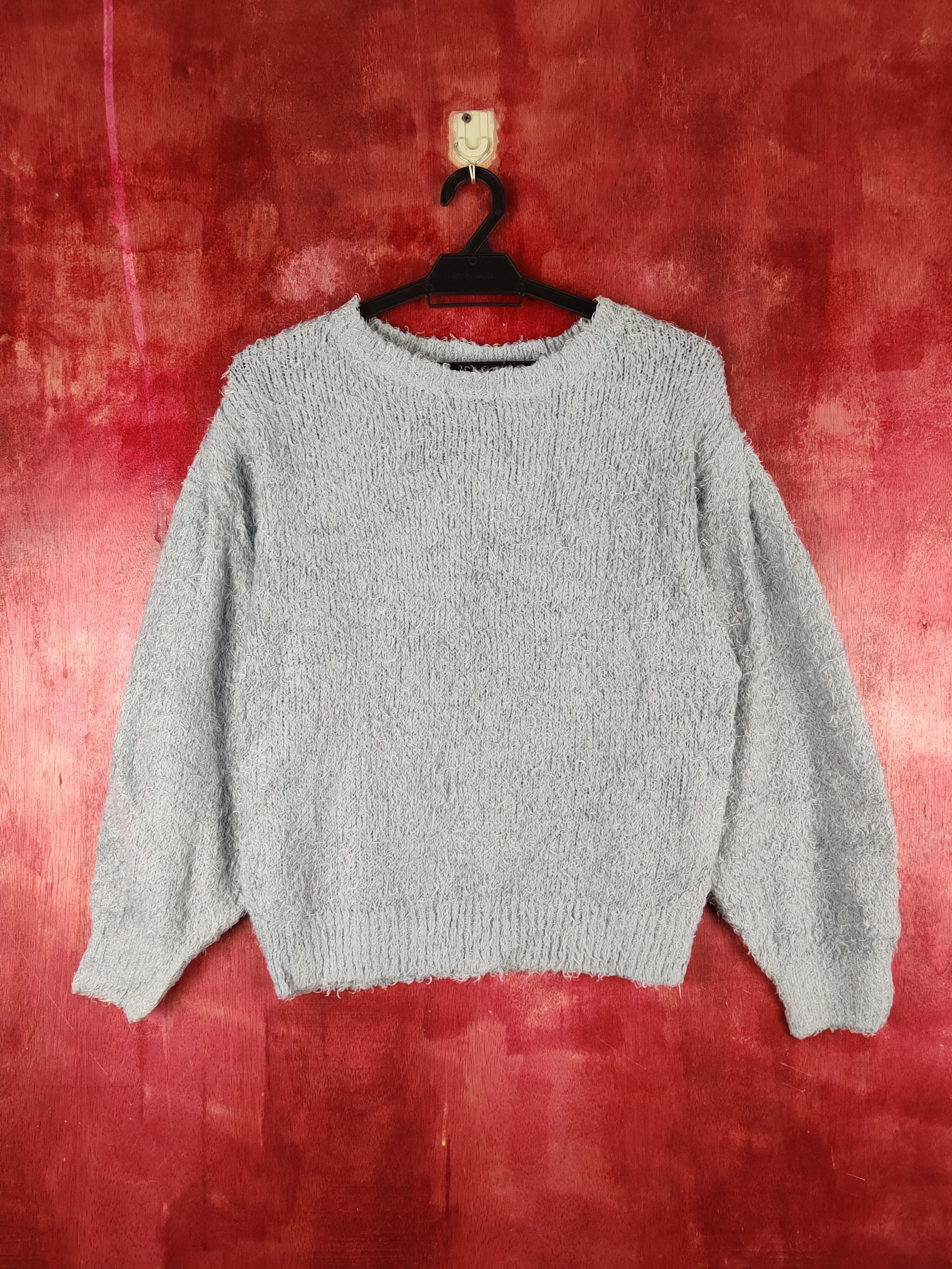 image of Gu Blue Shag Shaggy Fur Mohair Knitwear S2162 in Baby Blue, Women's (Size Medium)