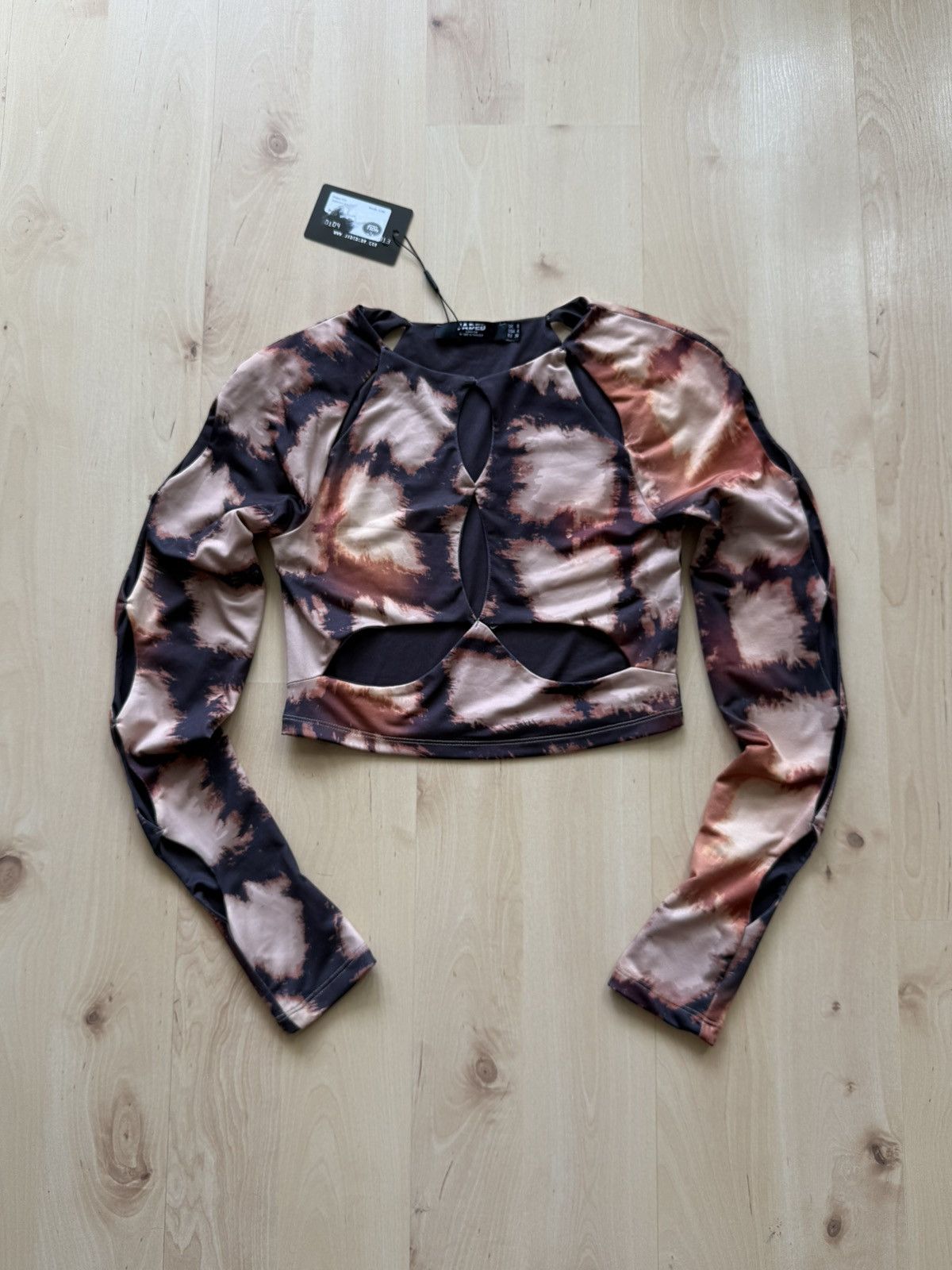 Jaded London Wxtremr Cut Out Jersey Top Warped Check New, Women's
