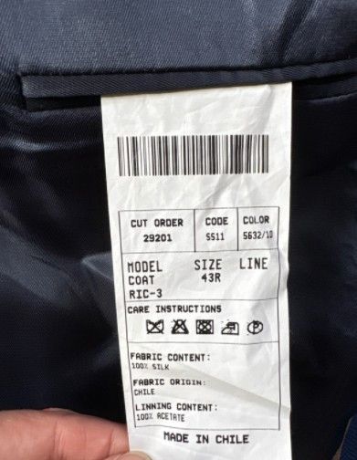 Other Rush Wilson Limited 43R Blue Blazer Herringbone 100 Silk Size 42R - 3 Thumbnail