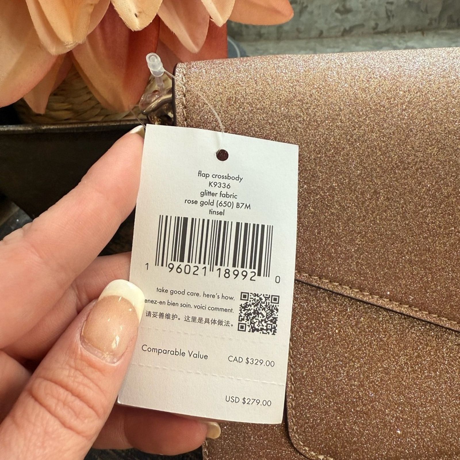 Kate Spade KATE SPADE Rosegold Glitter Fabric Flap Crossbody Size ONE SIZE - 4 Thumbnail