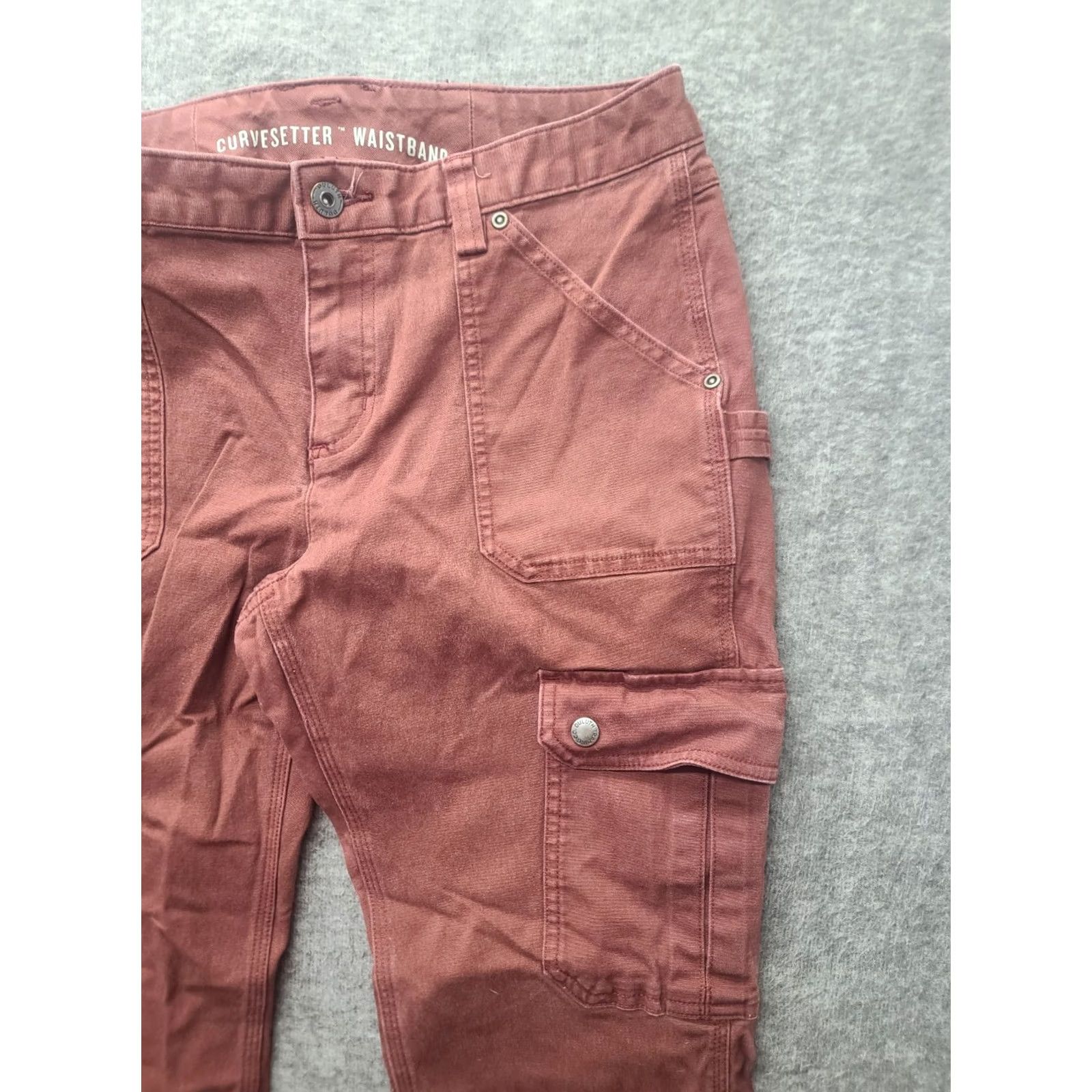 Vintage Duluth Womens Pants 8x29 DuluthFlex Fire Hose Curvesetter Cargo Regular Maroon Cotton Spandex Canvas Cargo Style City Nature Inseam 29 in Size 30" / US 8 / IT 44 - 7 Thumbnail
