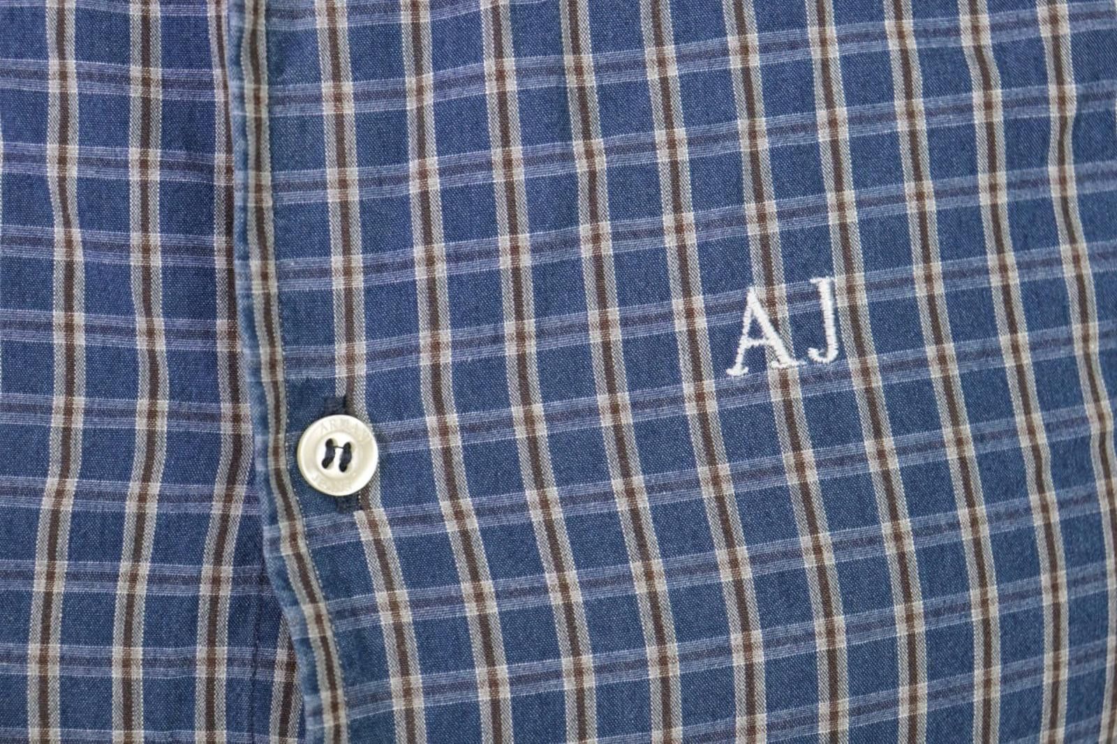 Armani Collezioni Armani Jeans Slim Fit Blue Check Button Down Shirt Size M Size US M / EU 48-50 / 2 - 5 Thumbnail