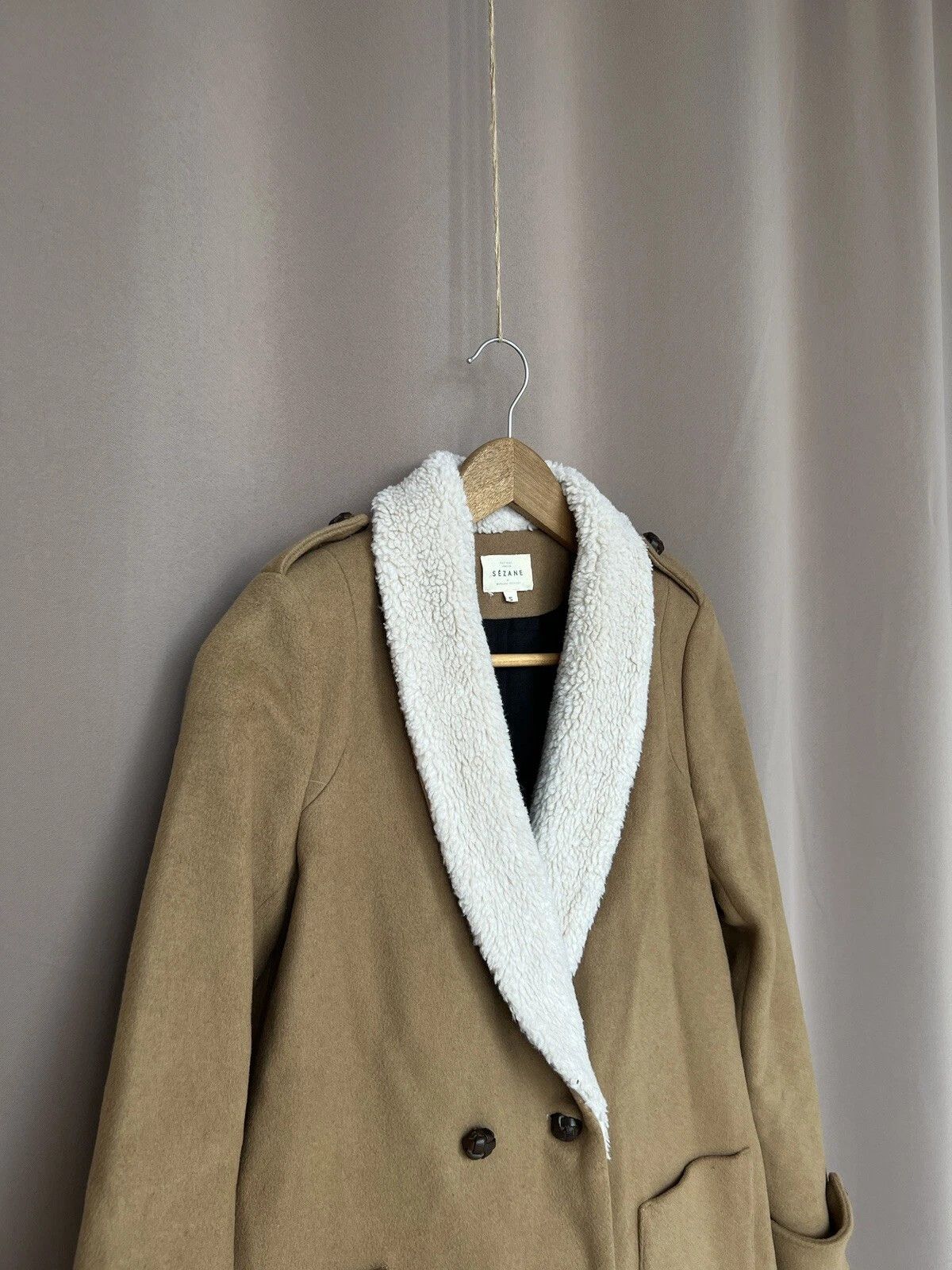 Sezane Sezane Wool Coat Teddy Collar Womens Size S Button Jacket Size S / US 4 / IT 40 - 3 Thumbnail