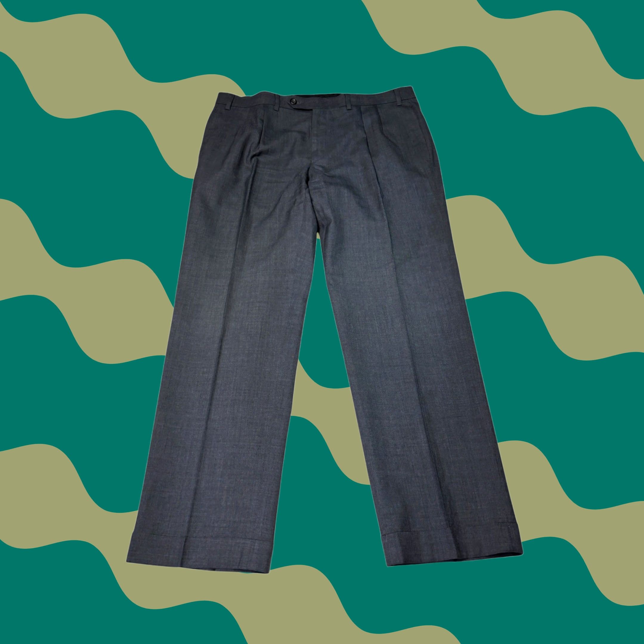 Lauren Ralph Lauren Total Comfort Dress Pants Gray 100% Wool Pleated Pants Mens 36x30 Classic Cuffed Front Pleated Work Formal