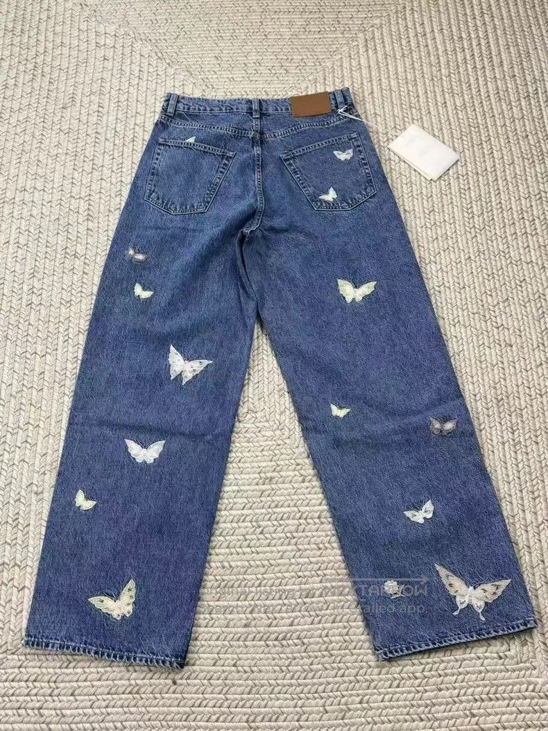 Our Legacy Our Legacy Butterfly Embroidered Denim Pants-dmc. Size US 29 - 2 Thumbnail