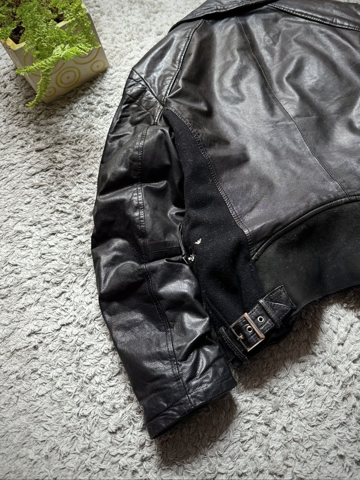 Emporio Armani 00s Emporio Armani Leather Jacket Rare Luxury Vintage Size L / US 10 / IT 46 - 9 Thumbnail