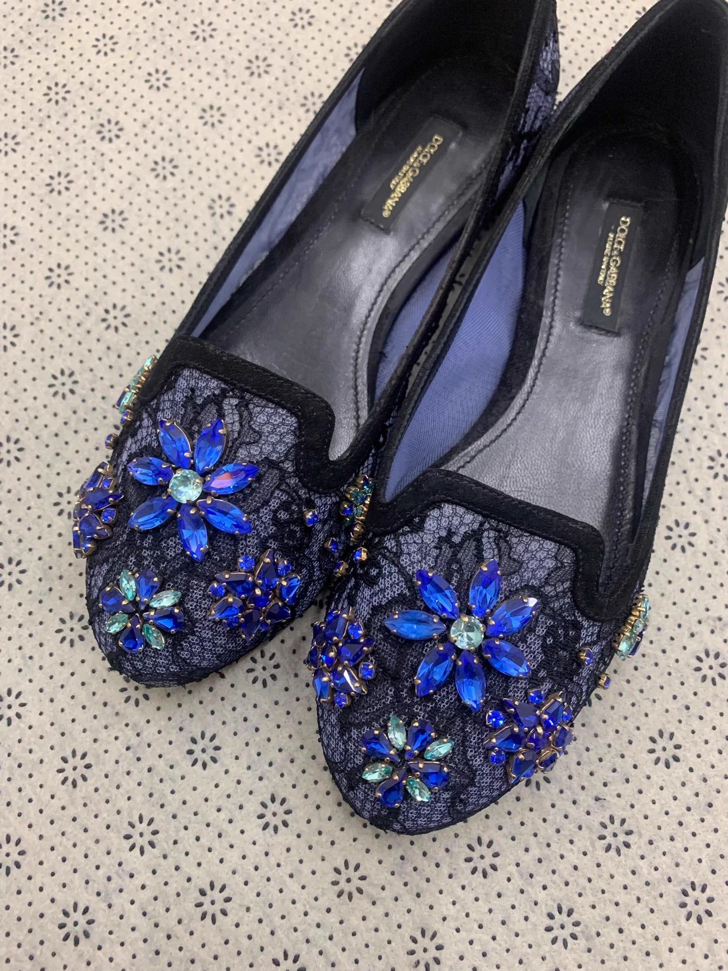 Dolce & Gabbana Dolce&Gabbana blue lace beaded flats 35.5 Size US 4.5 / IT 34.5 - 2 Thumbnail