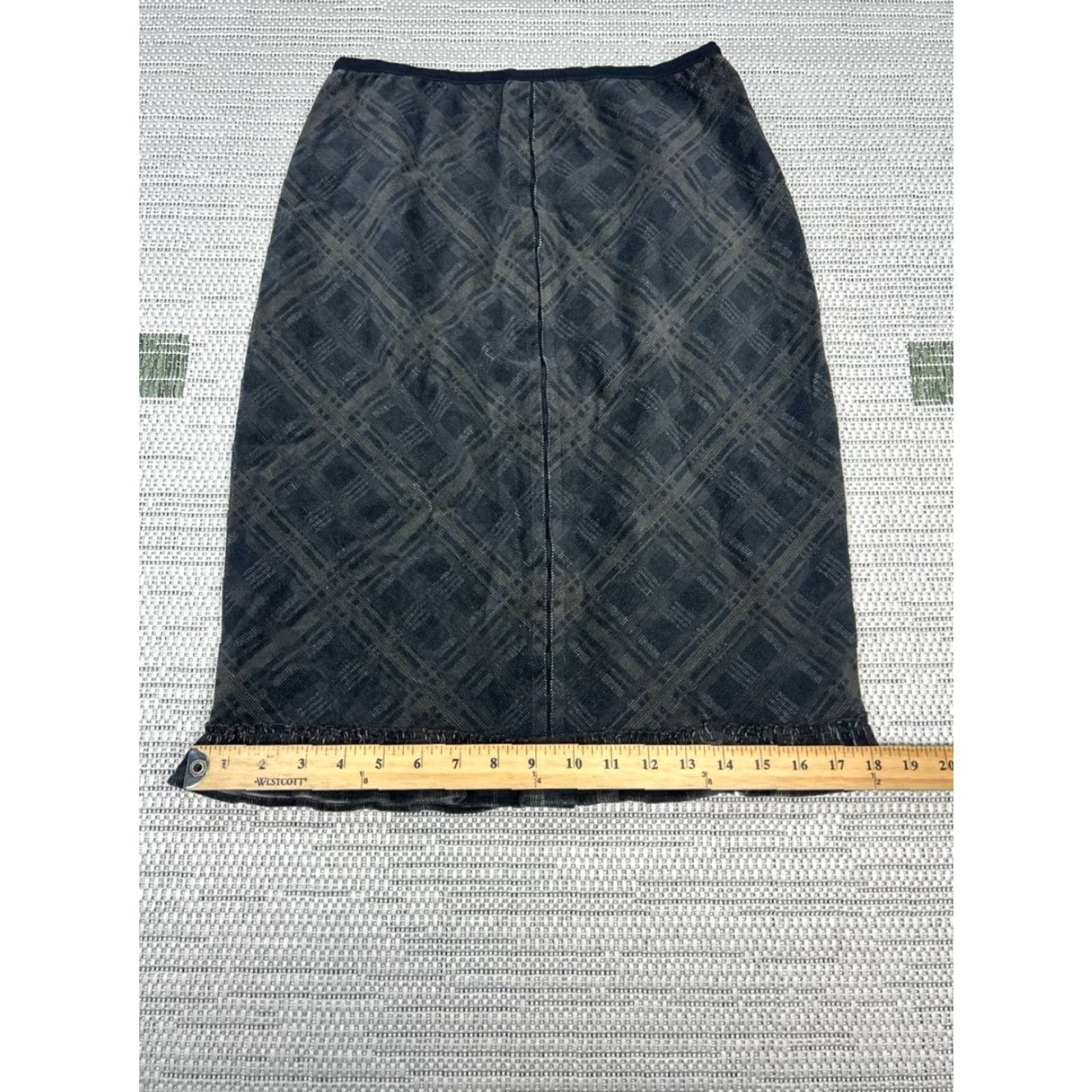 Free People Free People Pencil Skirt Women 8 Black Diagonal Plaid Cotton Back Zip Ruffle Hem Size 30" / US 8 / IT 44 - 4 Thumbnail