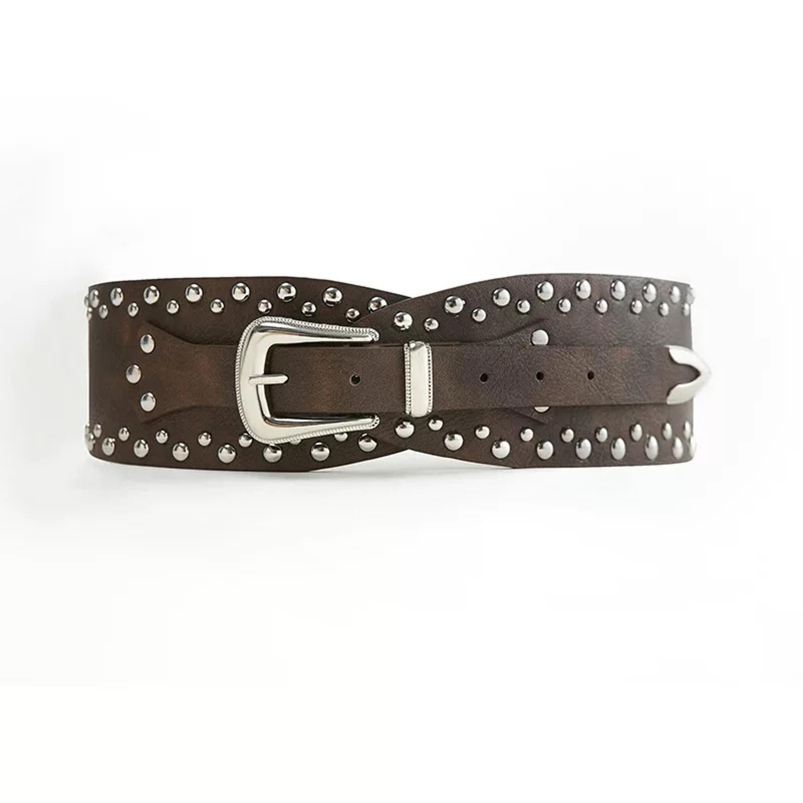 Japanese Brand Y2K Brown Buckle Modern Chunky Wide Waist Belt Size ONE SIZE - 7 Thumbnail