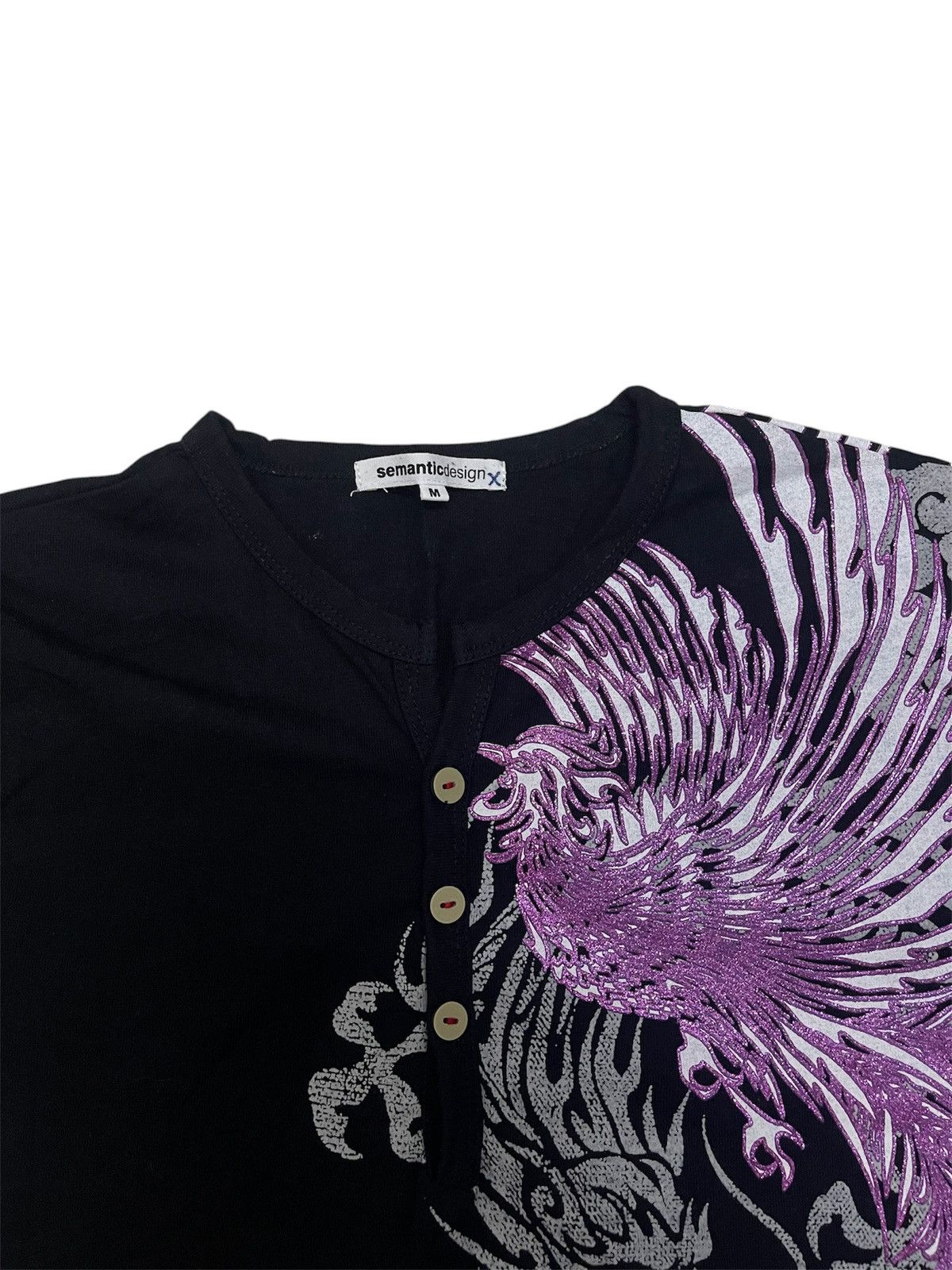 semanticdesign Vintage Semantic Design Sukajan Overprint Henley Tee Size US M / EU 48-50 / 2 - 5 Thumbnail