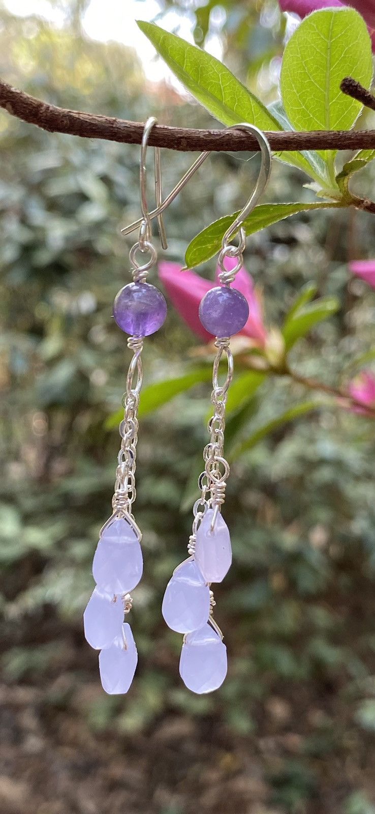Handmade Silver and Amethyst Dangles Size ONE SIZE - 3 Thumbnail