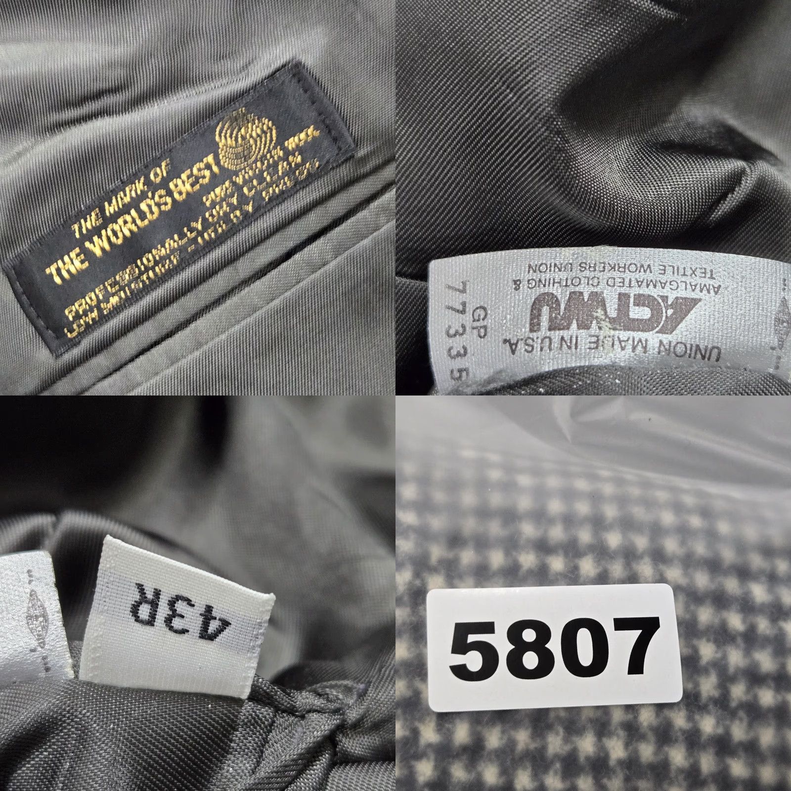 Hart Schaffner Marx Hart Schaffner Marx Blazer Mens 43R Houndstooth Wool Sport Coat Jacket Size 46R - 9 Thumbnail