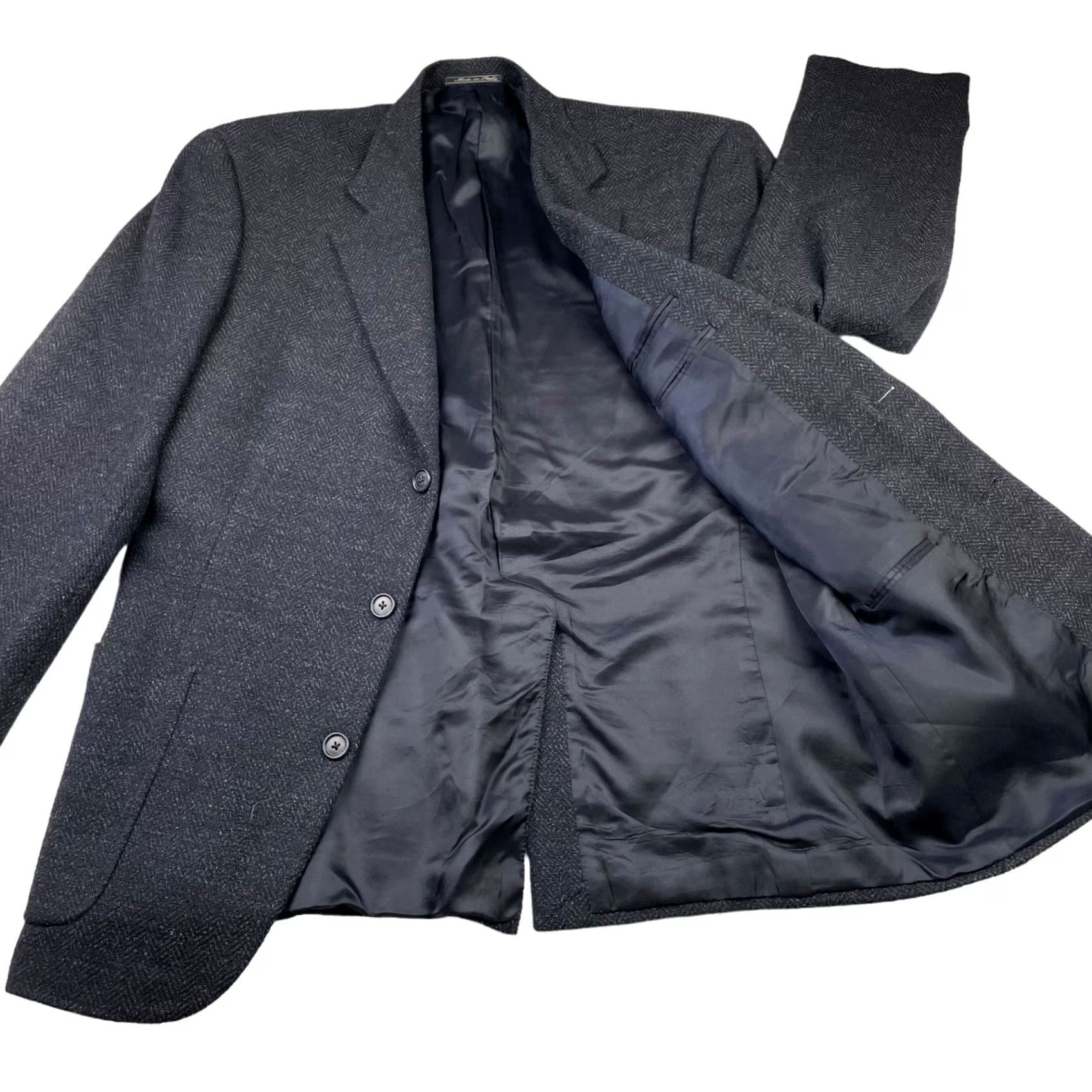 Corneliani Corneliani Blazer Shirt Navy 3-Button Unlined Tweed Wool/Nylon Blend 38R US 48 EU Men Italy Size 38R - 3 Thumbnail