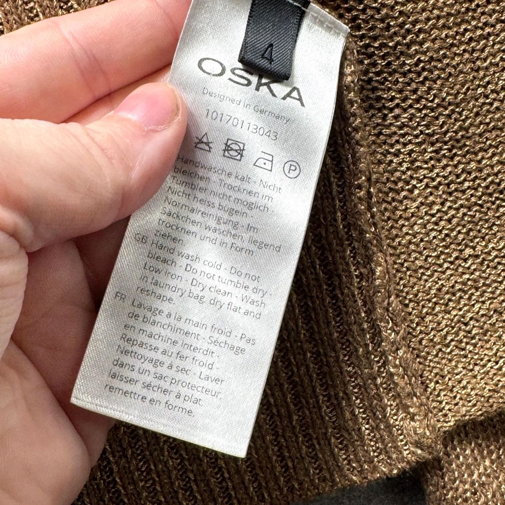 Vintage OSKA Sweater Cardigan 4 Brown Open Knit Drape Front Shawl Collar Layering Womens Size S / US 4 / IT 40 - 4 Thumbnail