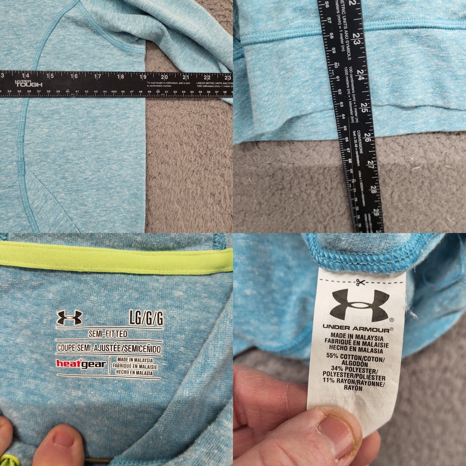 Under Armour Under Armour Hoodie Women’s L Blue/neon Green Semi Fitted Long Sleeve Shirt? Size L / US 10 / IT 46 - 8 Thumbnail