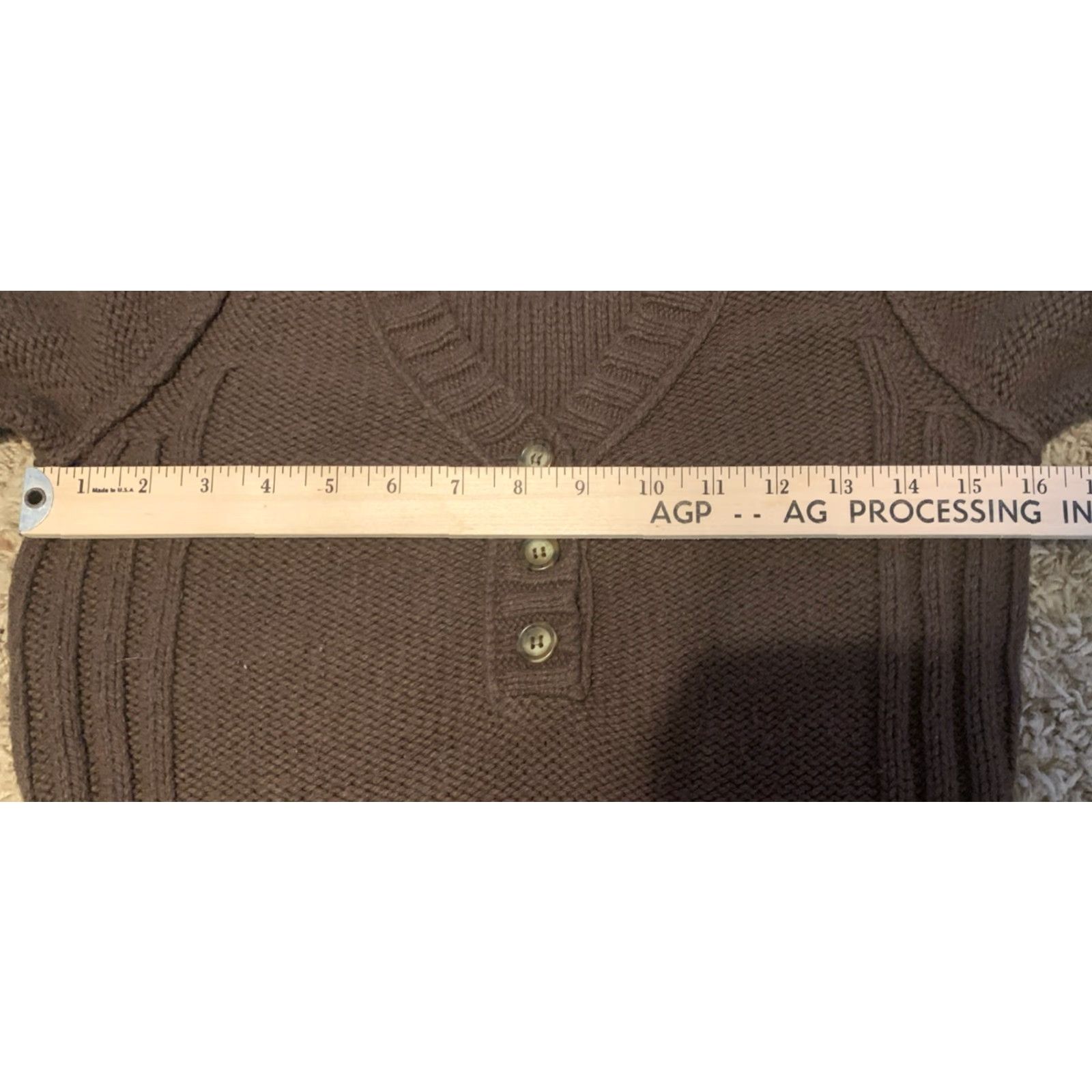 Vintage SO Jrs. Medium Y2K Sweater Pullover Brown V-Neck Button Knit Slim 90s Hipster Grunge 1026 Size M / US 6-8 / IT 42-44 - 7 Thumbnail