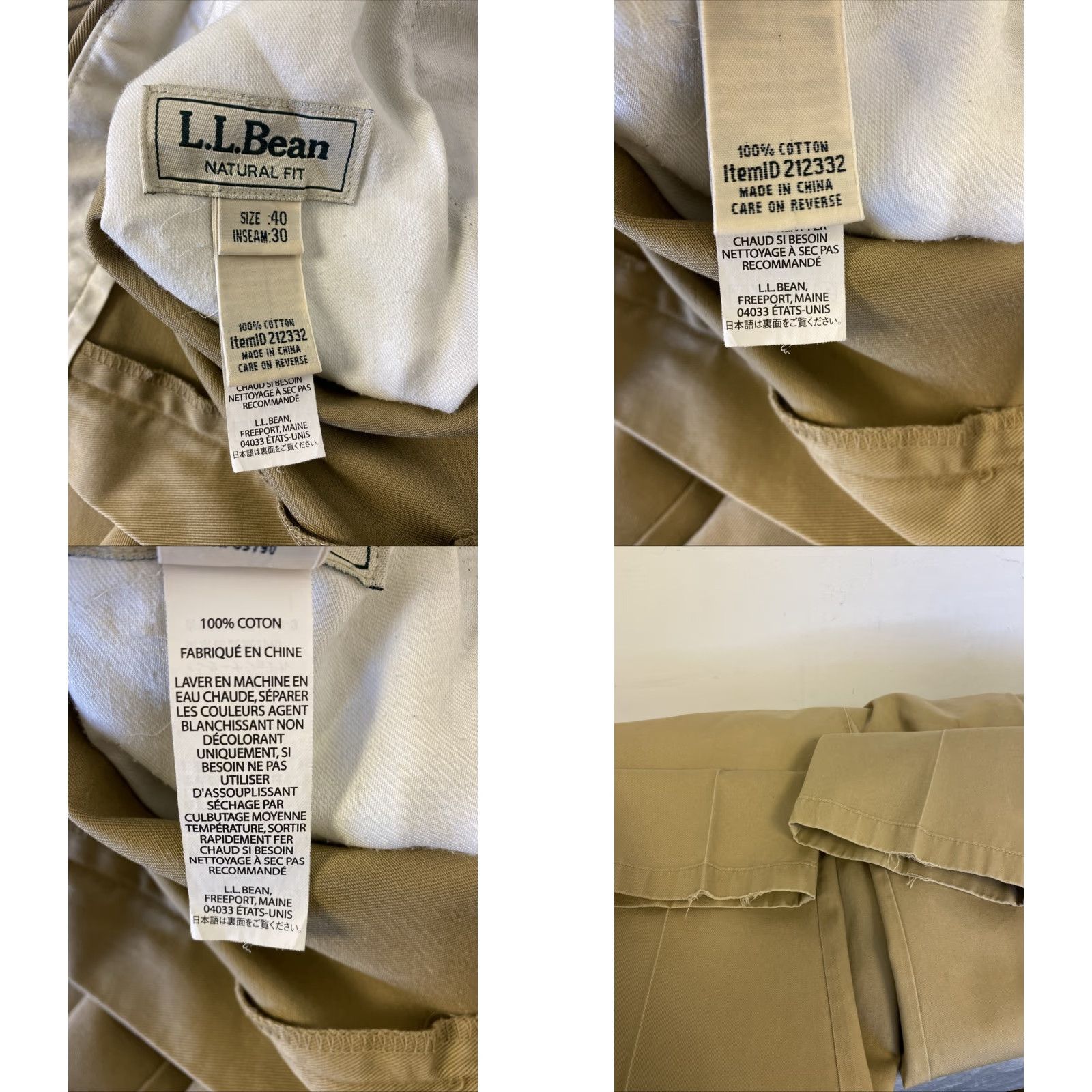 Vintage VINTAGE L.L. Bean Pants Mens 40x30 Khaki Cotton Trousers Regular Classic Chino Flat Front Zip Pockets USA Classic Fit 30 Inseam Mens Size US 40 / EU 56 - 8 Thumbnail