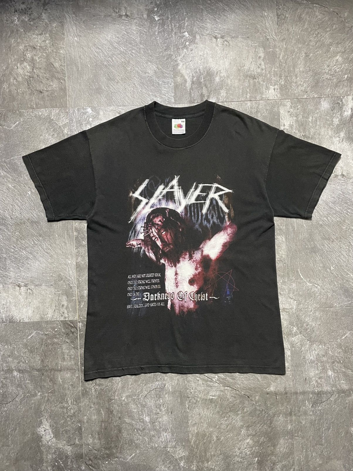 Band Tees Slayer 2002 Darkness Of Chist God Hates Us All Vintage Y2K Size US XL / EU 56 / 4 - 1 Thumbnail