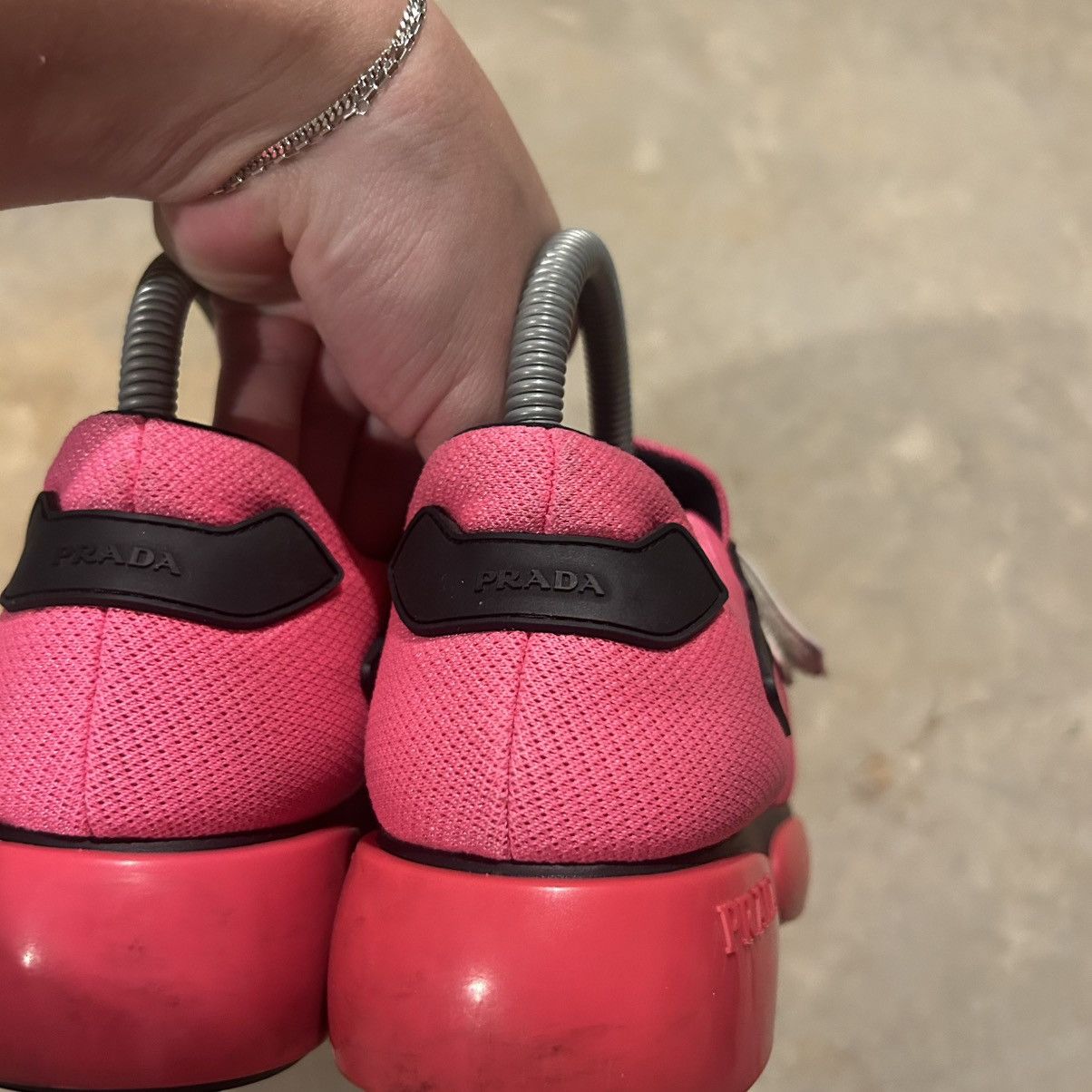 Prada Prada Cloudbust Knit Sneakers Fluorescent Pink US 5 Size US 5 / EU 37 - 7 Thumbnail