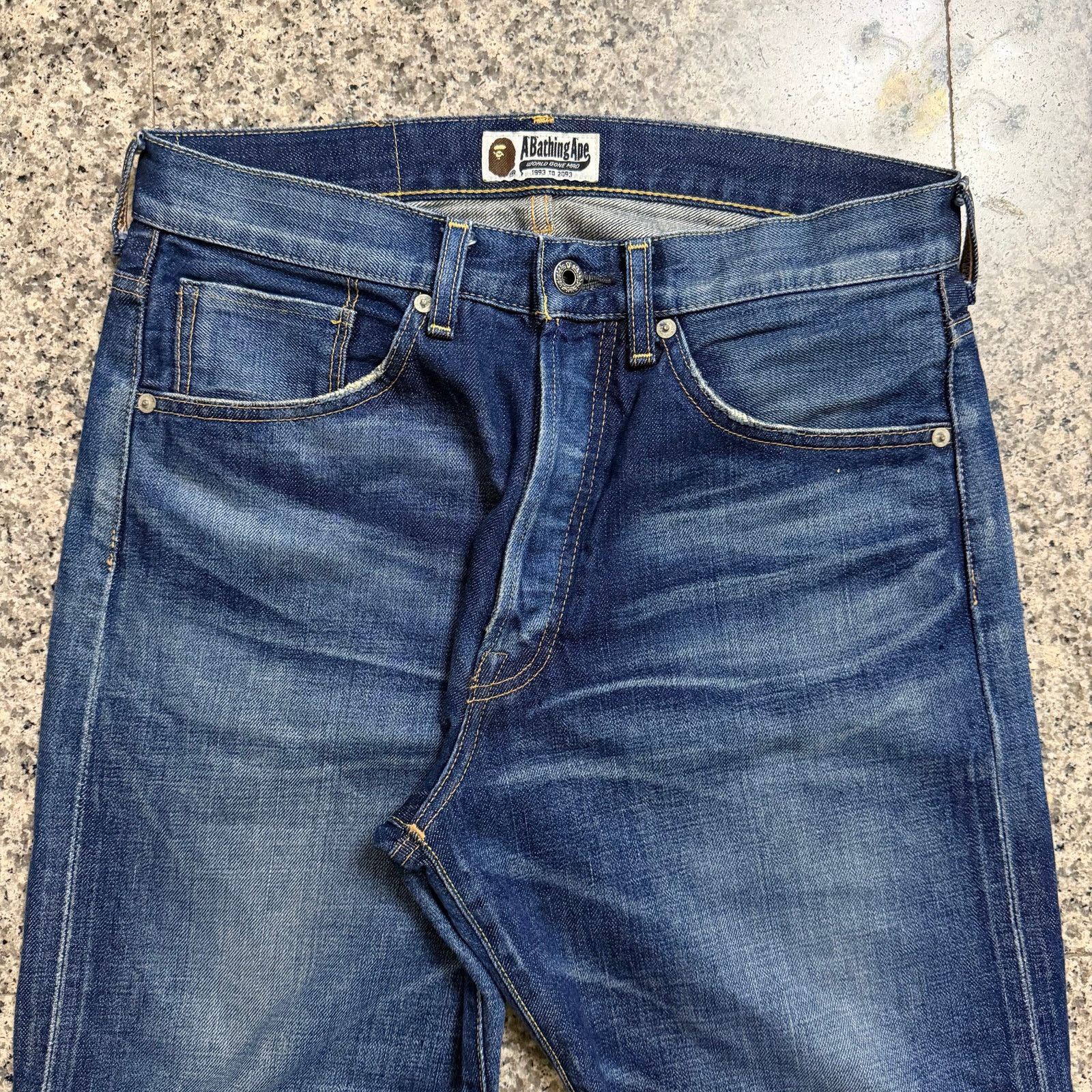 Bape A Bathing Ape bape paint spell out ape logo design jeans Size US 31 - 5 Thumbnail