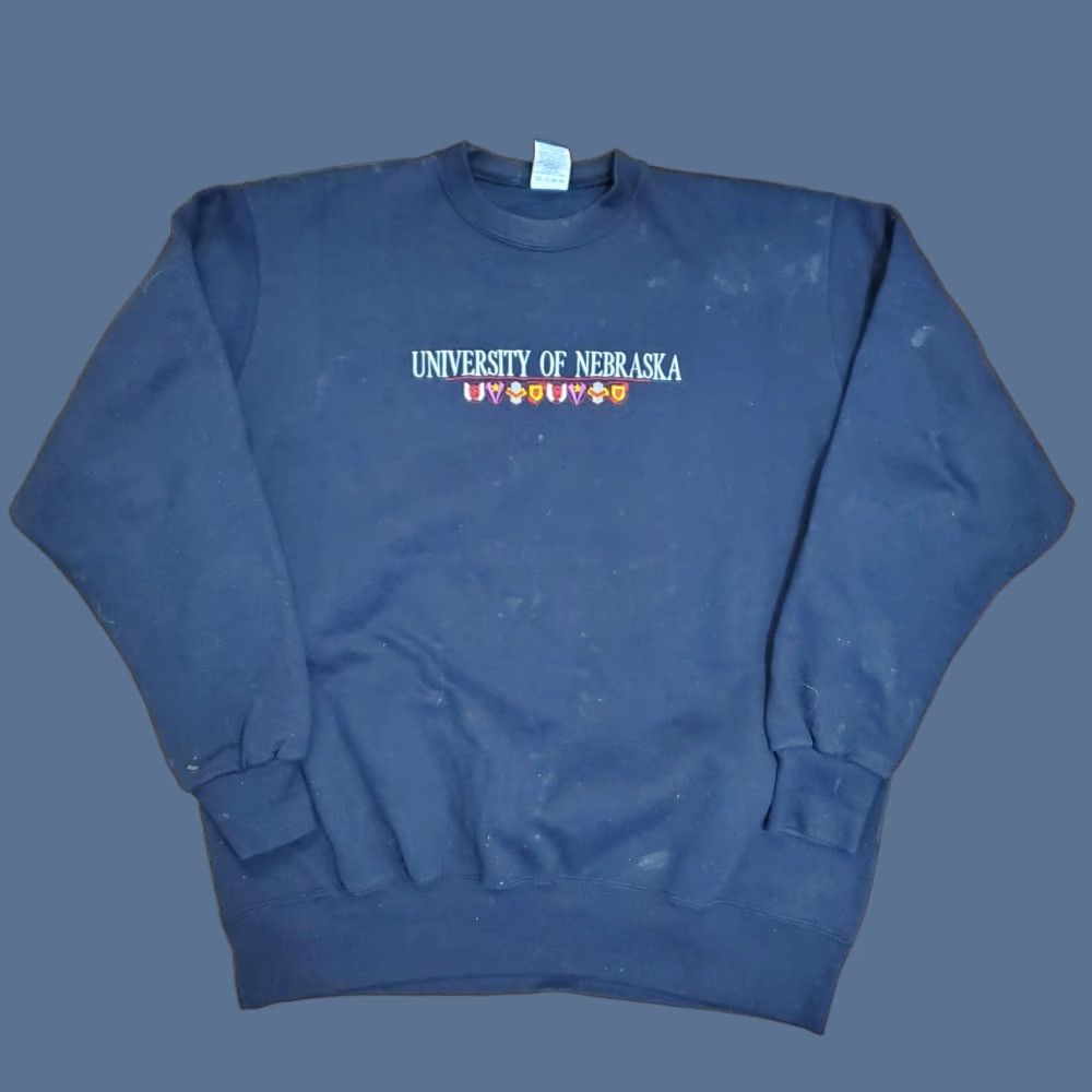 Champion VINTAGE Champion Sweatshirt Mens 2XL University of Nebraska Black Embroidered Logo Crewneck USA 90s Size US XXL / EU 58 / 5 - 1 Thumbnail