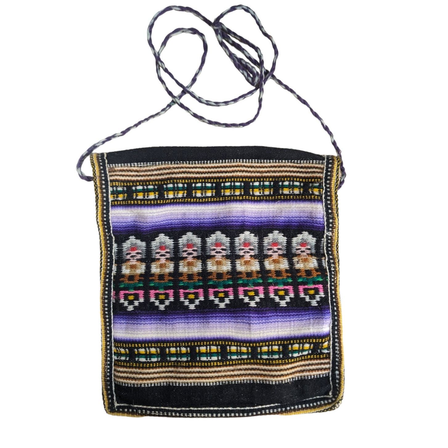 Handmade Woven Folk Peruvian Alpaca Wool Purple Ombre Crossbody Purse Size ONE SIZE - 1 Thumbnail