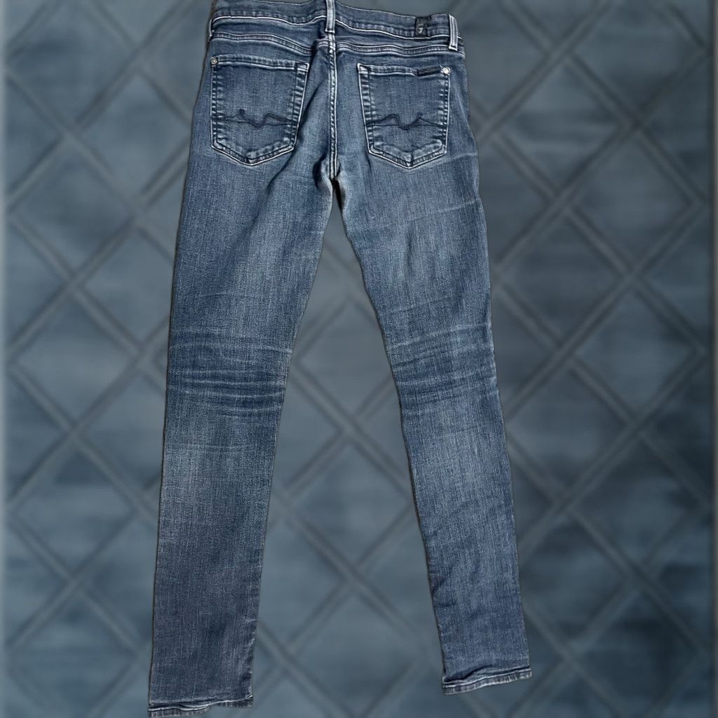7 For All Mankind 7 For All Mankind Roxanne Women's Jeans Skinny Blue Wash Distressed 29 Blue Denim Cotton Blend 7 For All Mankind Brand Modern 2000s Womens Size ONE SIZE - 1 Thumbnail