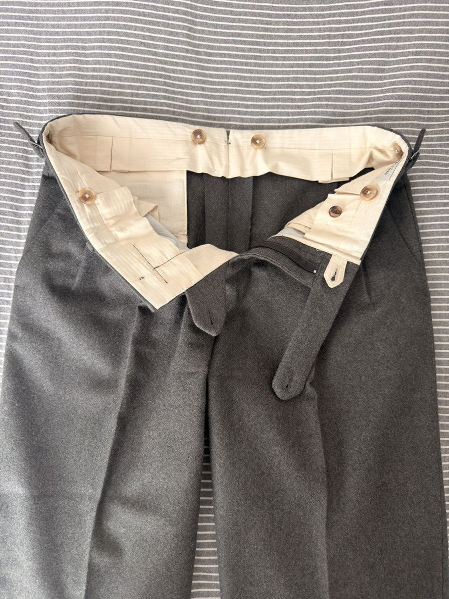 Berg & Berg Berg Berg Pleated Grey Wool Flannel Trousers 50/34 Size 34R - 3 Thumbnail