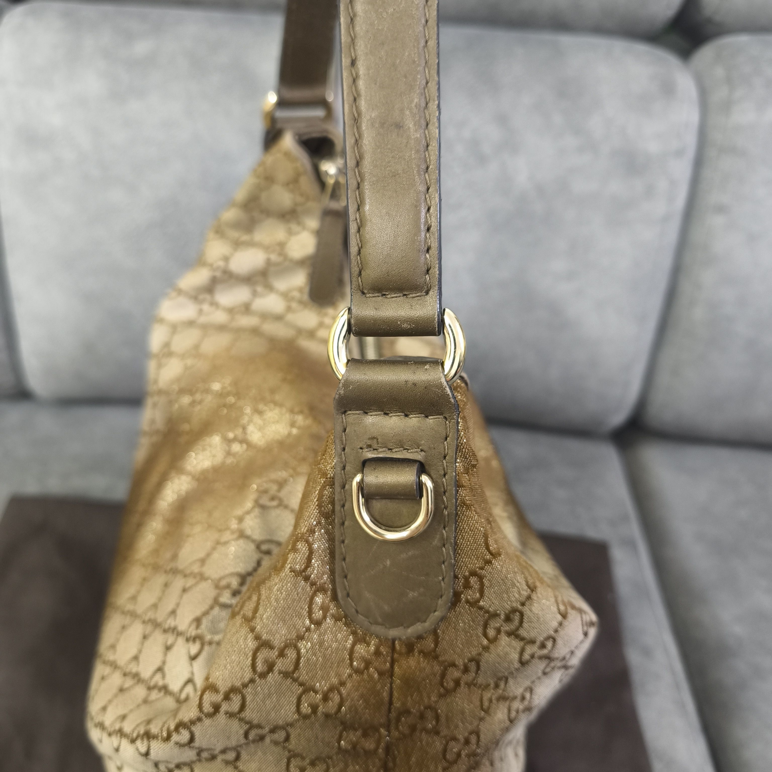 Gucci GUCCI Beige Metallic GG Canvas Heart-Bit Hobo Bag Size ONE SIZE - 7 Thumbnail