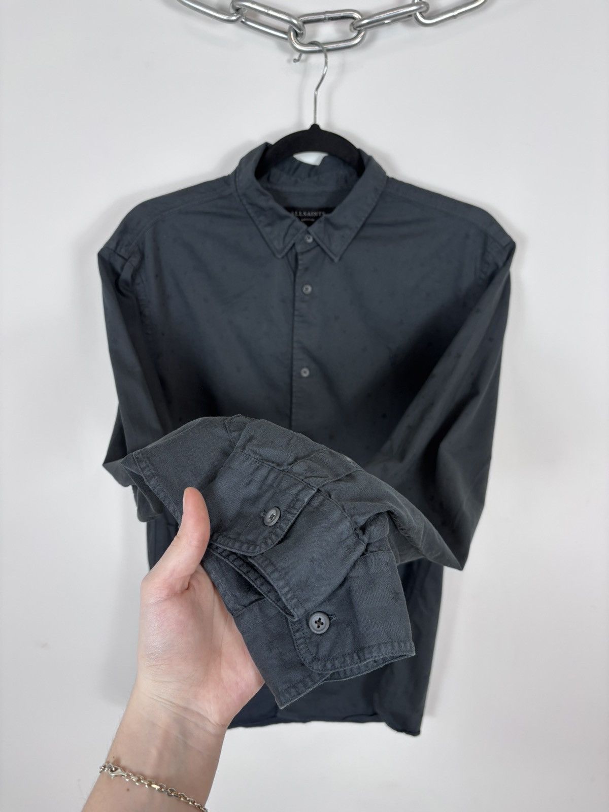 Allsaints AllSaints Cosmo LS Men’s Long Sleeve Shirt Button Up Grey Size US M / EU 48-50 / 2 - 8 Thumbnail
