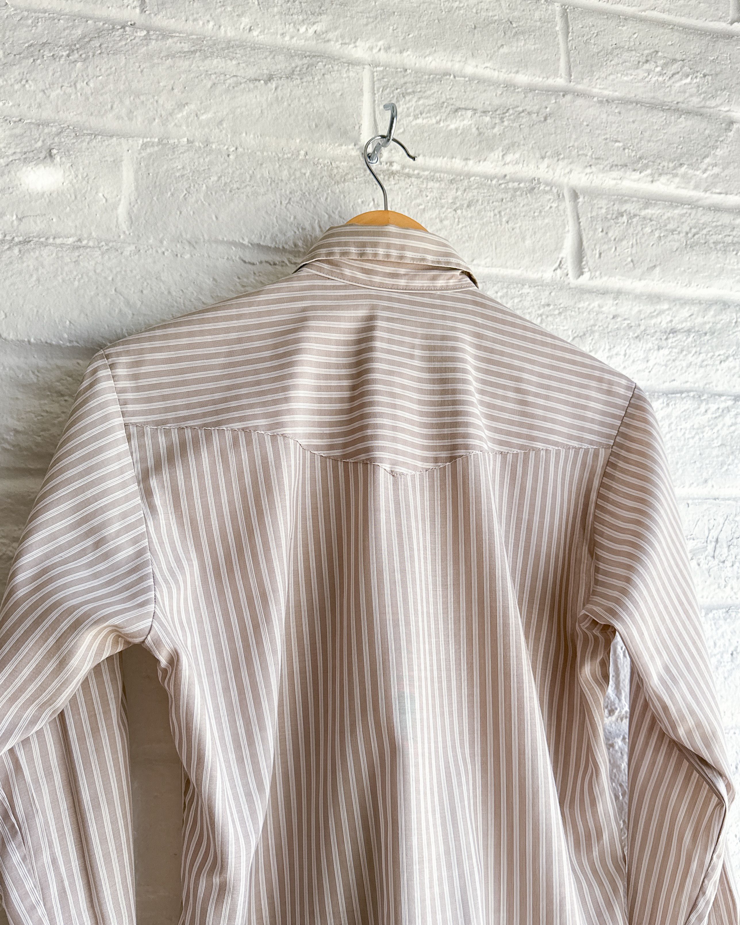 Vintage Vintage 90s Karman Striped Western Shirt Beige Snap Buttons Size US M / EU 48-50 / 2 - 7 Thumbnail