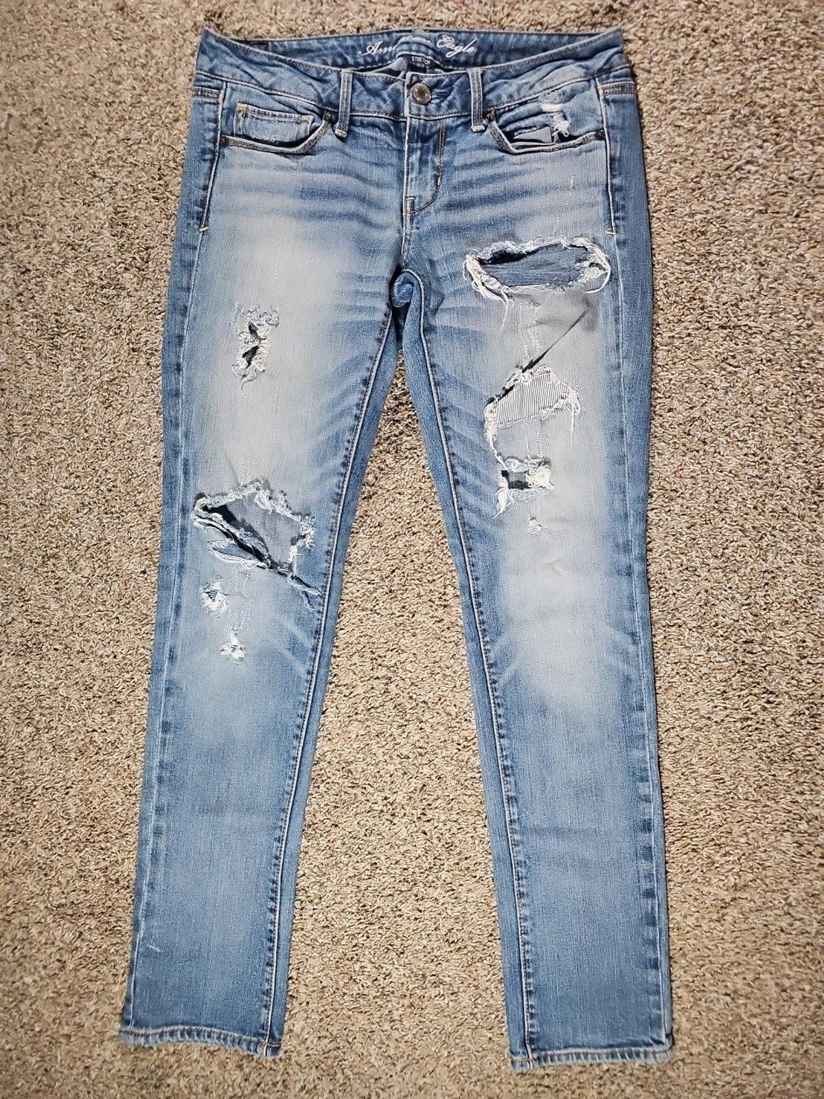 American Eagle Outfitters American Eagle 6 Stretch Skinny Destroyed Jeans Size 28" / US 6 / IT 42 - 1 Thumbnail