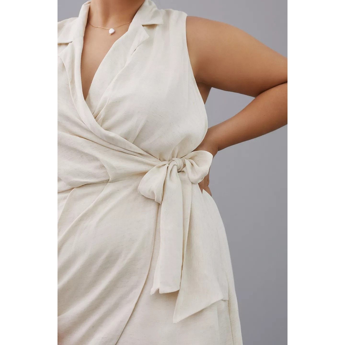 Anthropologie New By Anthropologie Linen Wrap Mini Dress $160 X-SMALL Size XS / US 0-2 / IT 36-38 - 2 Thumbnail
