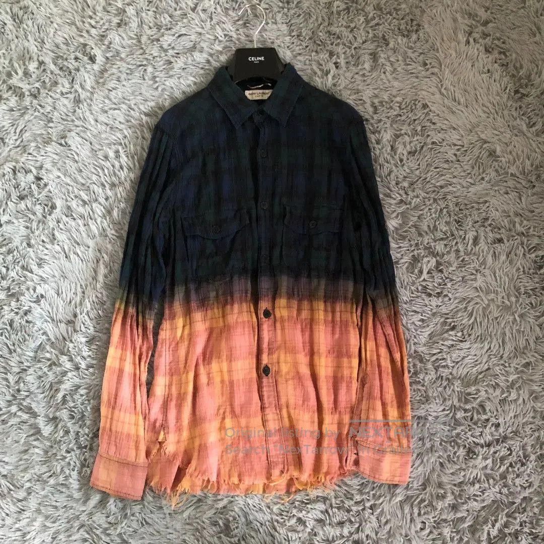 Saint Laurent Paris Saint Laurent 16SS Gradient Distressed Hem Shirt. Size US M / EU 48-50 / 2 - 1 Thumbnail