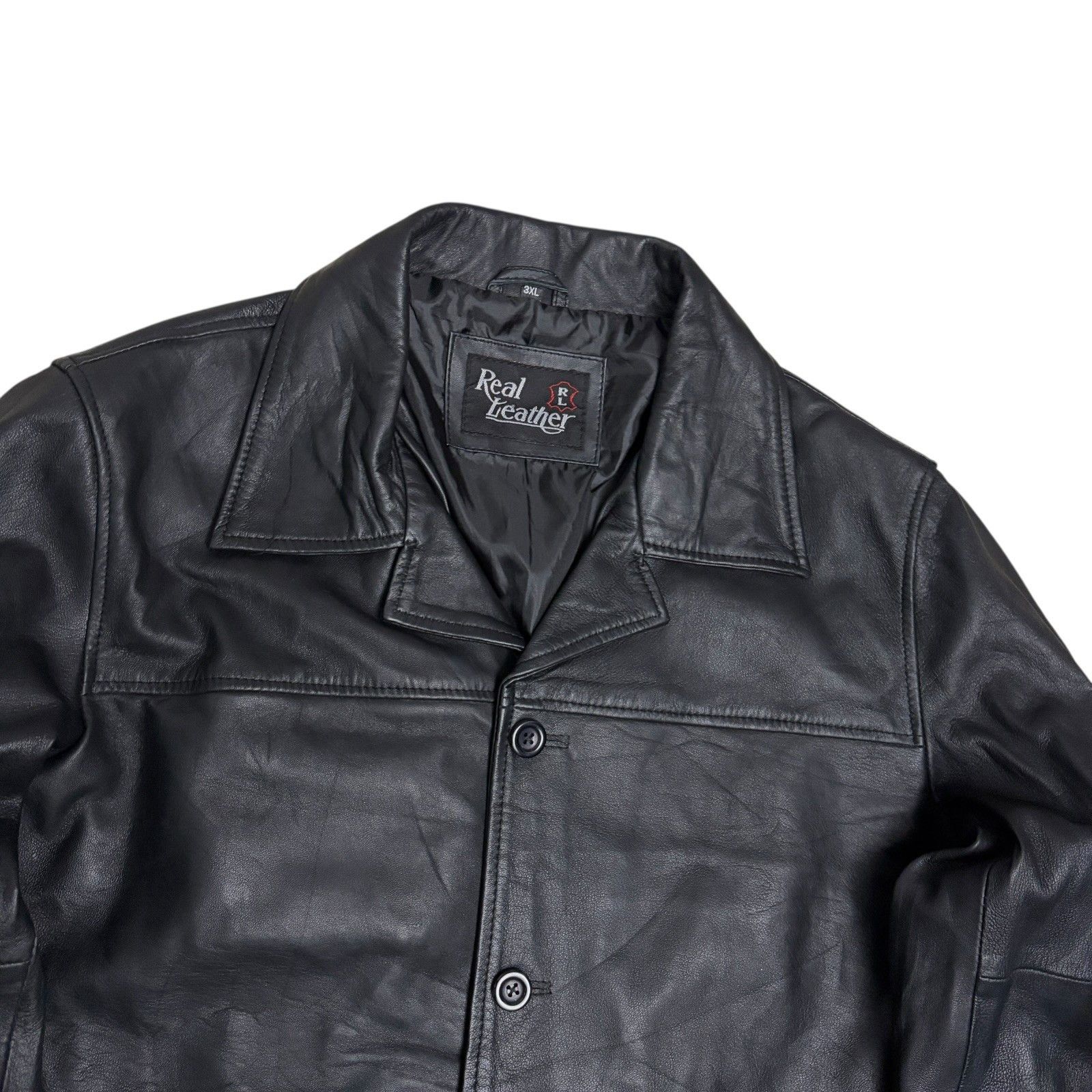 Other REAL LEATHER Vintage Y2K Duster Retro Jacket Coat Mens 3XL Size US XXL / EU 58 / 5 - 2 Thumbnail