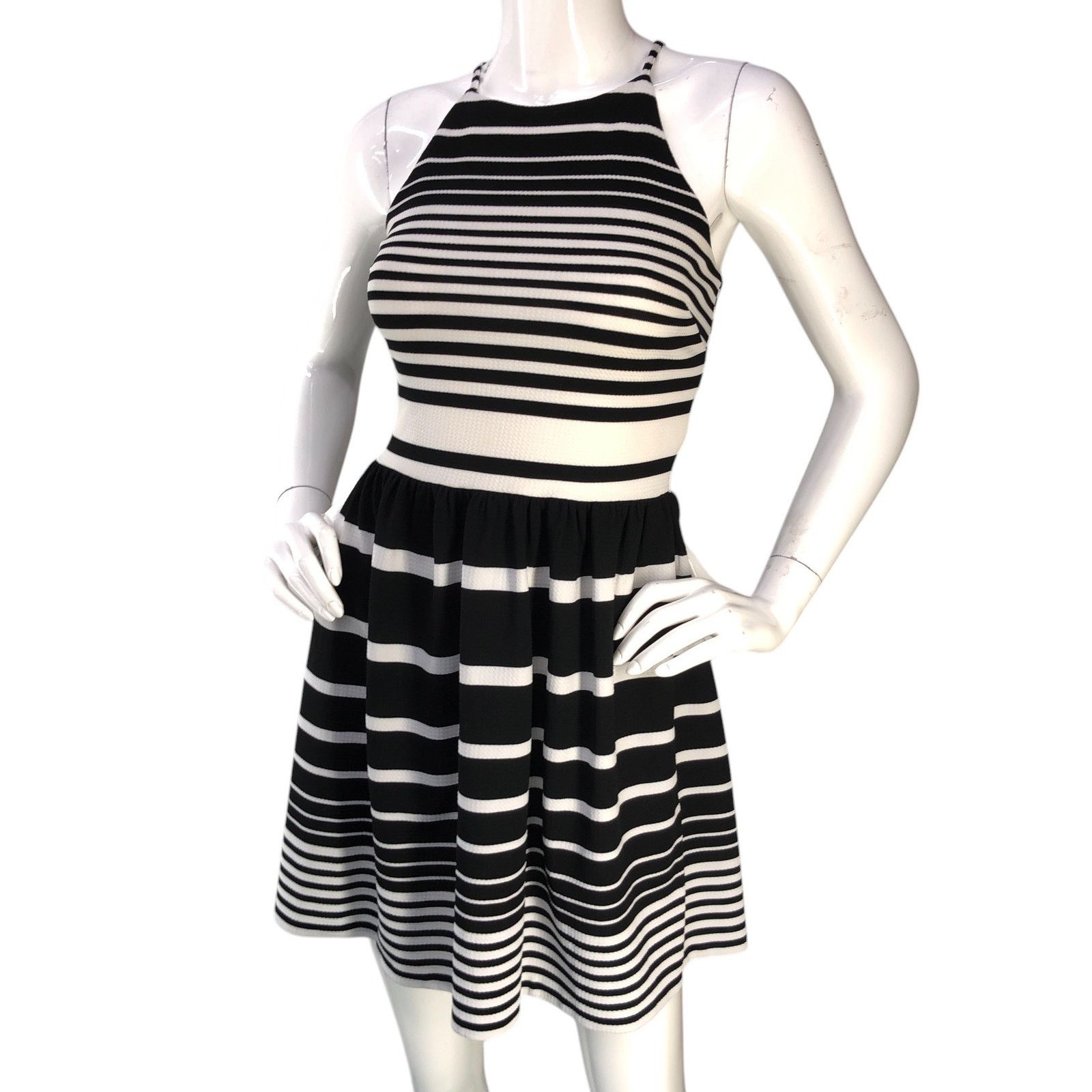 Saks Fifth Avenue Red Saks Fifth Avenue Size S Dress Halter Fit Flare Striped Size S / US 4 / IT 40 - 1 Thumbnail