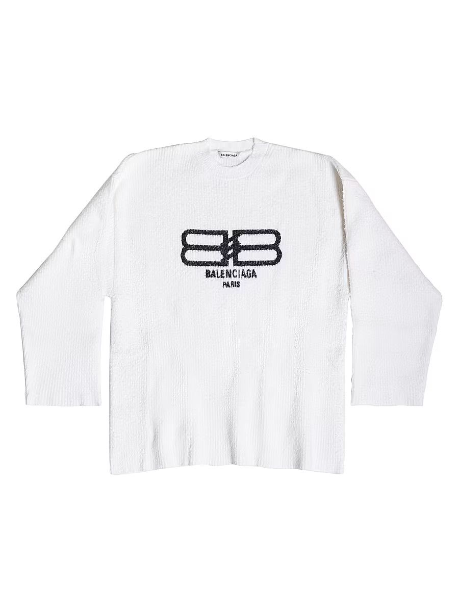 Balenciaga o1tr1nto1225 BB Paris Icon Sweater in White Size US S / EU 44-46 / 1 - 1 Preview